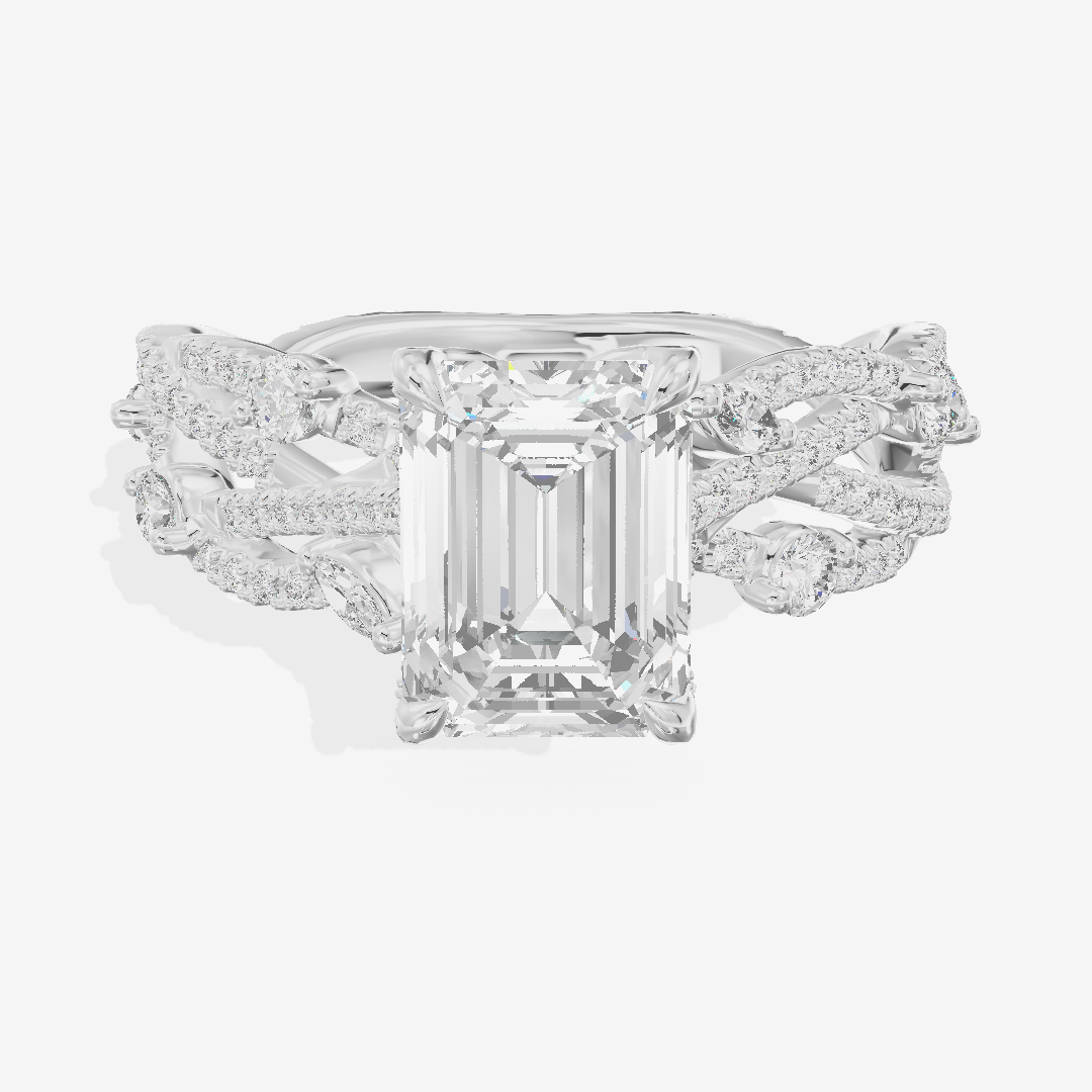 Grand Eversince Emerald Engagement Ring with Side Stones (3/5 ct. tw.) in 18K White Gold