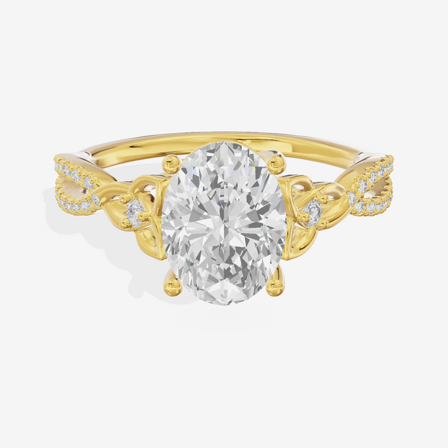 Luxe Sincere Oval Engagement Ring with Side Stones (1/10 ct. tw.) in 14K Yellow Gold