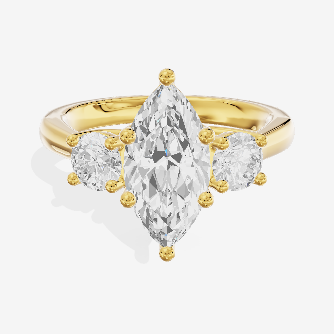 Petite Selenia Three Stone Marquise Engagement Ring (1/3 ct. tw.) in 14K Yellow Gold