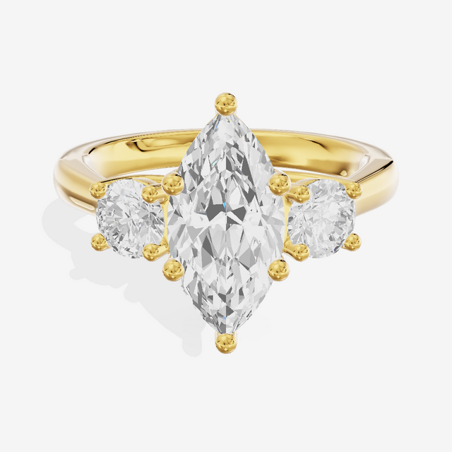 Petite Selenia Three Stone Marquise Engagement Ring (1/3 ct. tw.) in 14K Yellow Gold