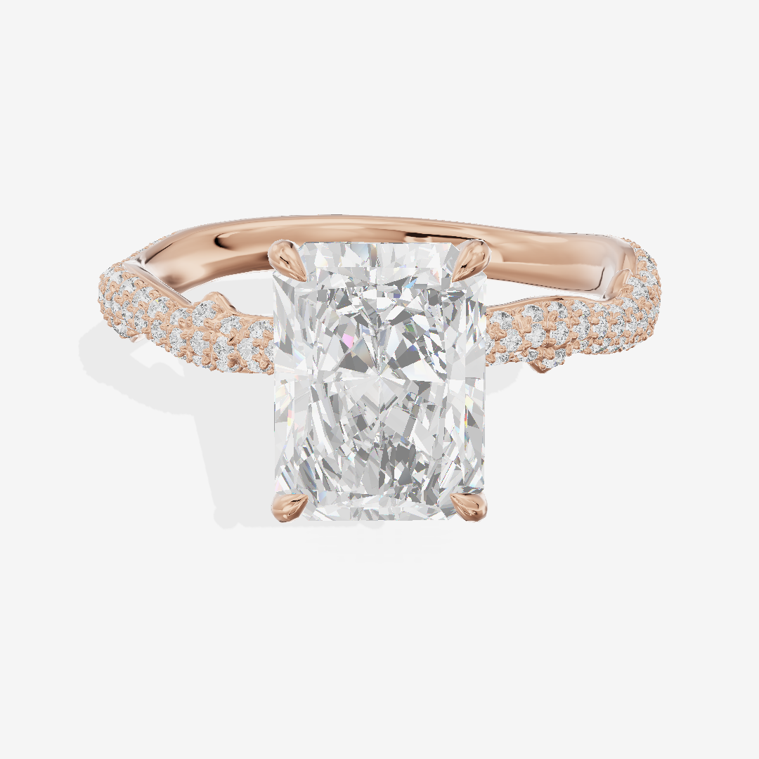 Twine Vine Vine Radiant Engagement Ring with Side Stones (3/5 ct. tw.) in 14K Rose Gold
