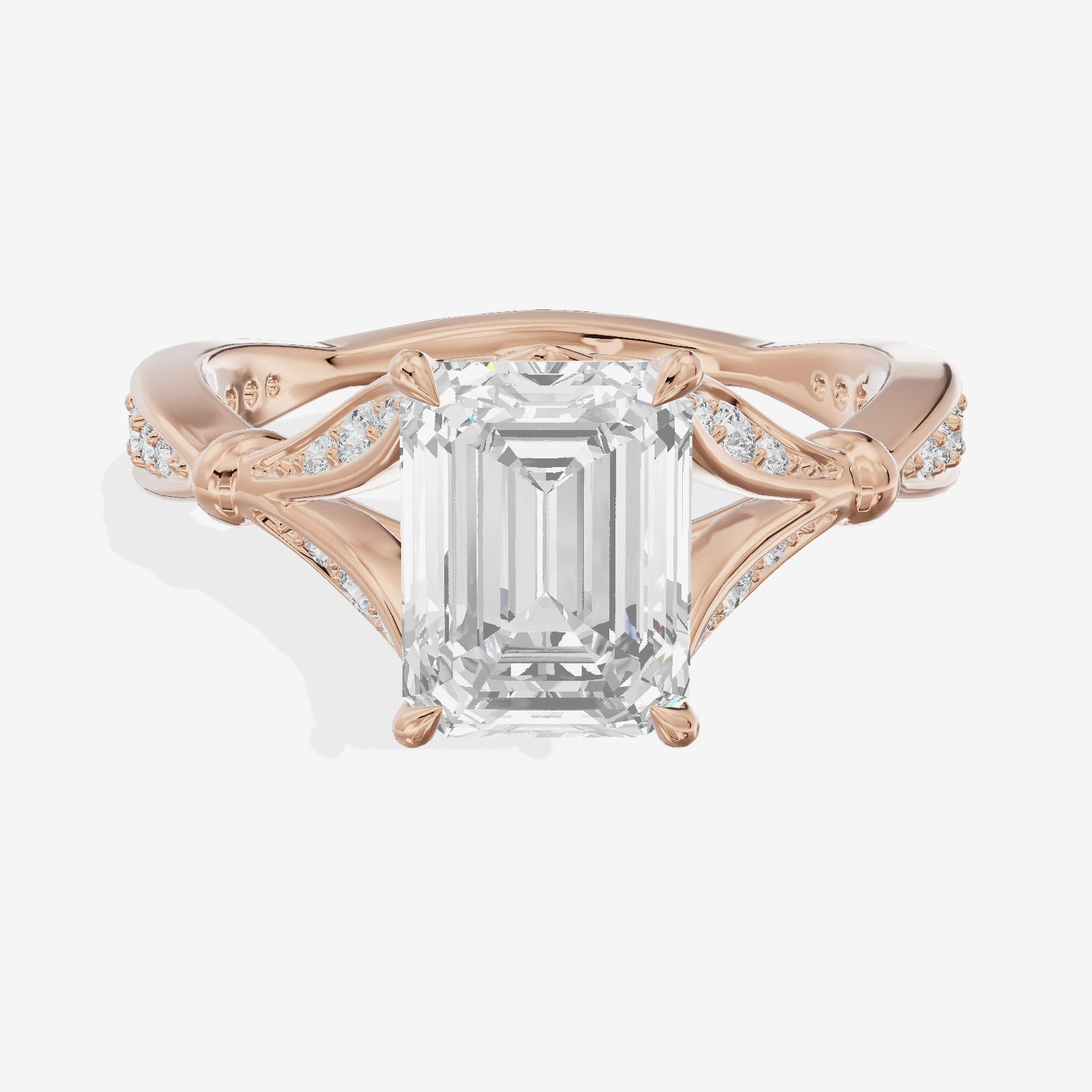 One of One Grand 3mm Emerald Solitaire Engagement Ring (1/3 ct. tw.) in 18K Rose Gold