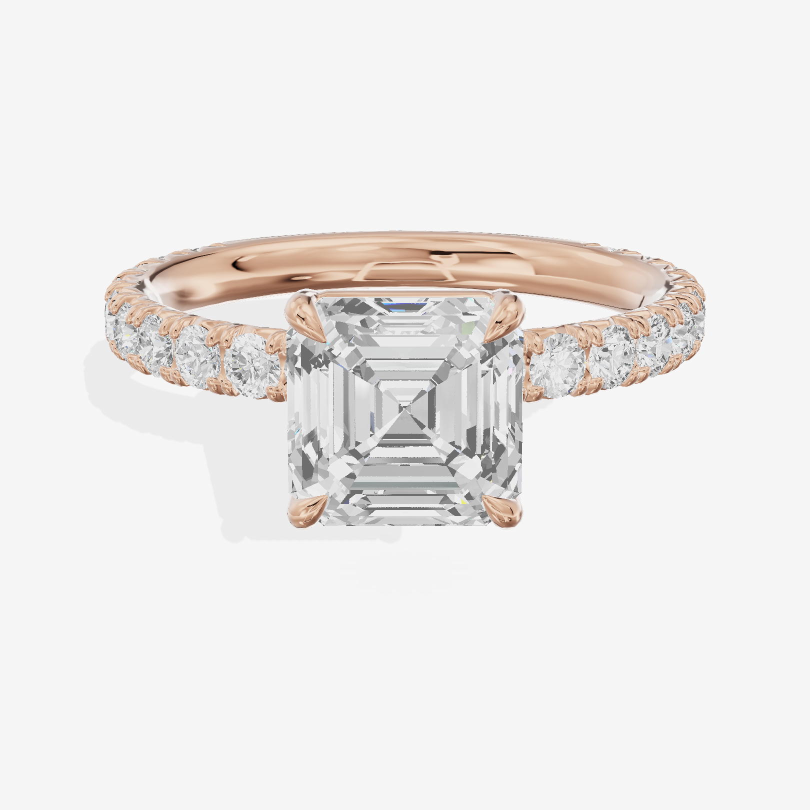 Twined Promezza Asscher Engagement Ring with Side Stones (1/2 ct. tw.) in 18K Rose Gold