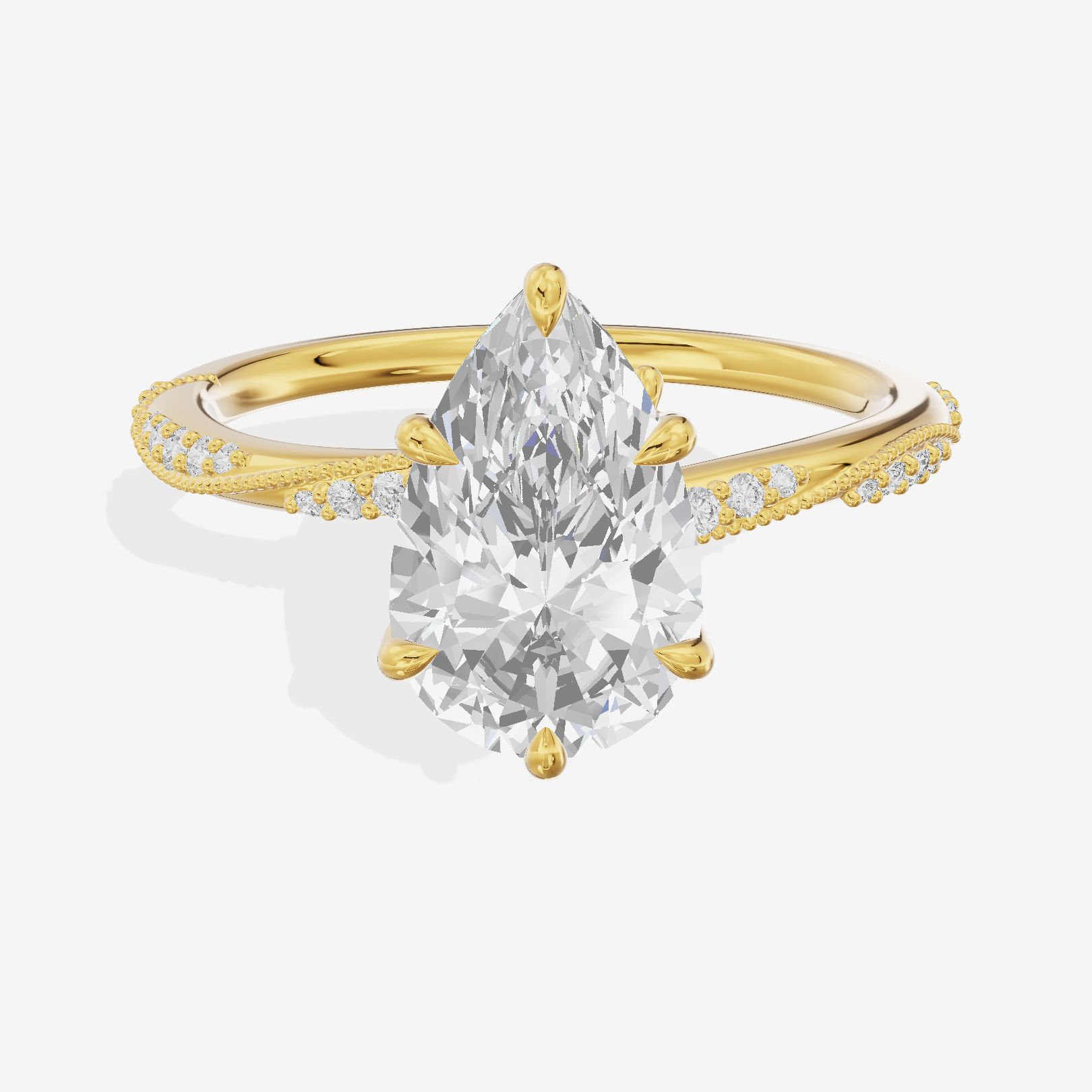 Modern Selenia Pear Engagement Ring with Side Stones (1/6 ct. tw.) in 14K Yellow Gold