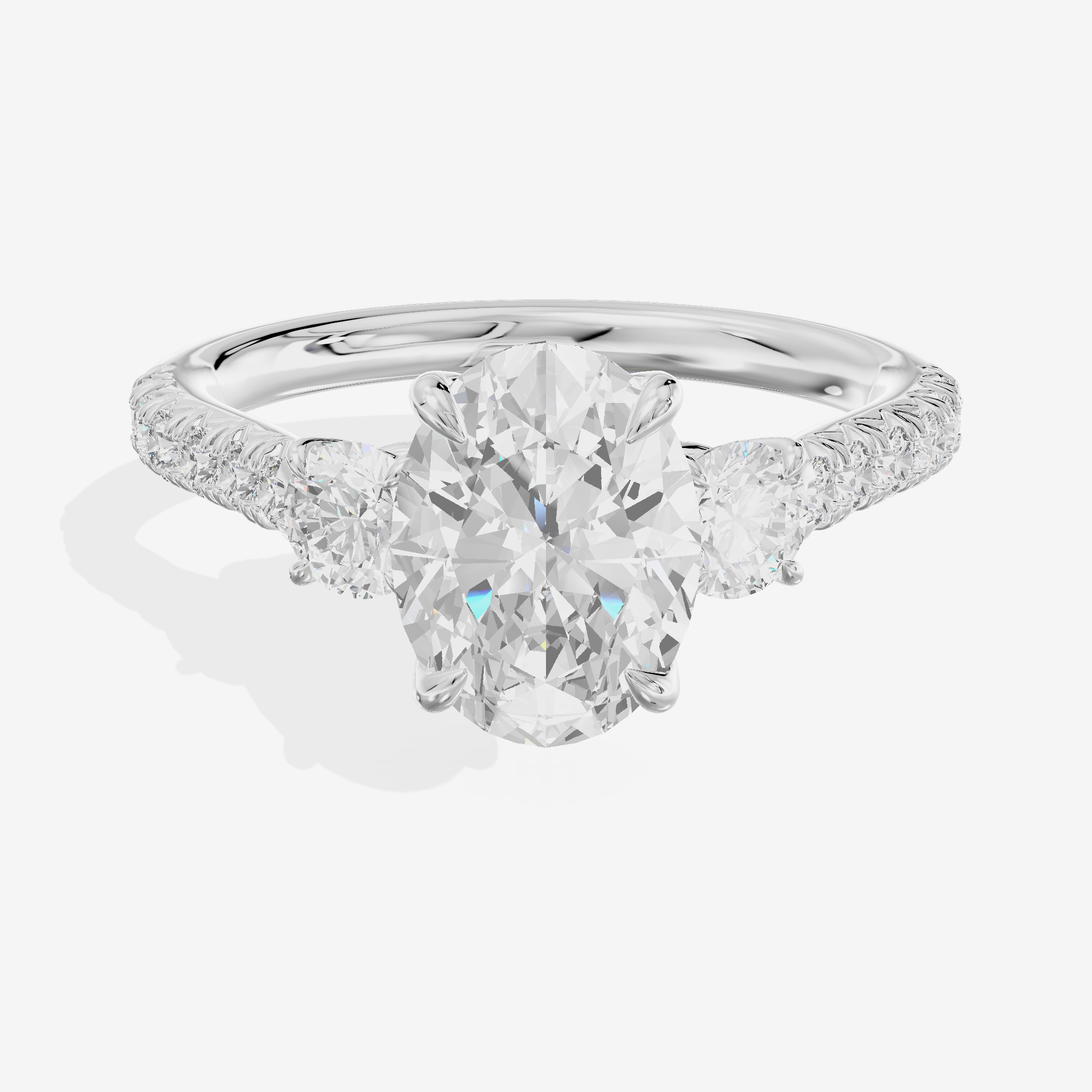 Triade Anniversary Anniversary Oval Three Stone Engagement Ring (1/2 ct. tw.) in 18K White Gold