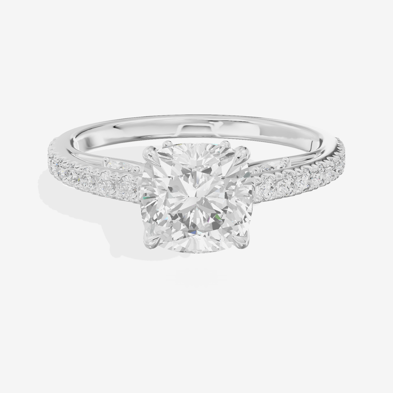 Twine Cathedral 1.8mm Cushion Solitaire Engagement Ring (1/2 ct. tw.) in 18K White Gold