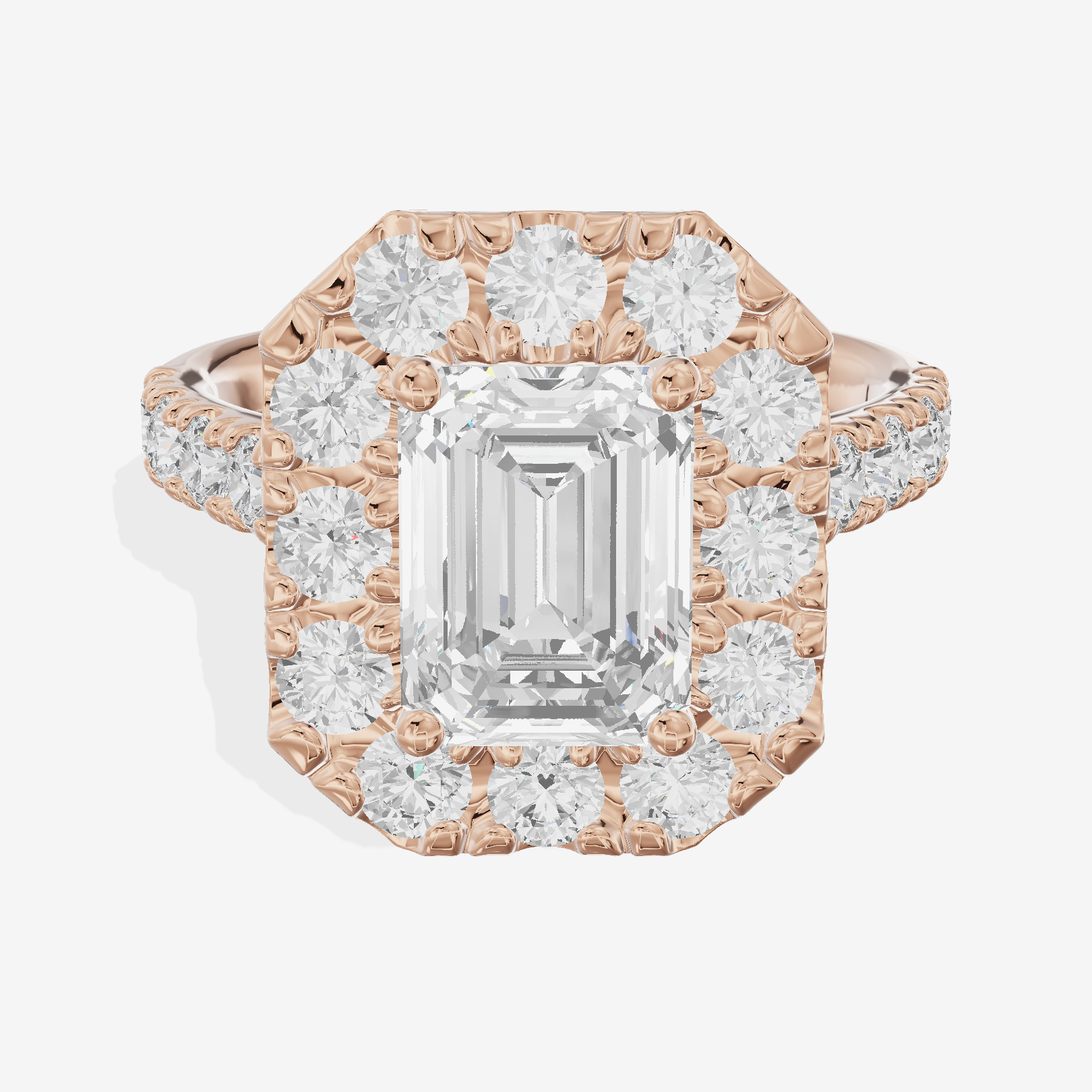 Liviana Halo Emerald Engagement Ring (1/4 ct. tw.) in 14K Rose Gold