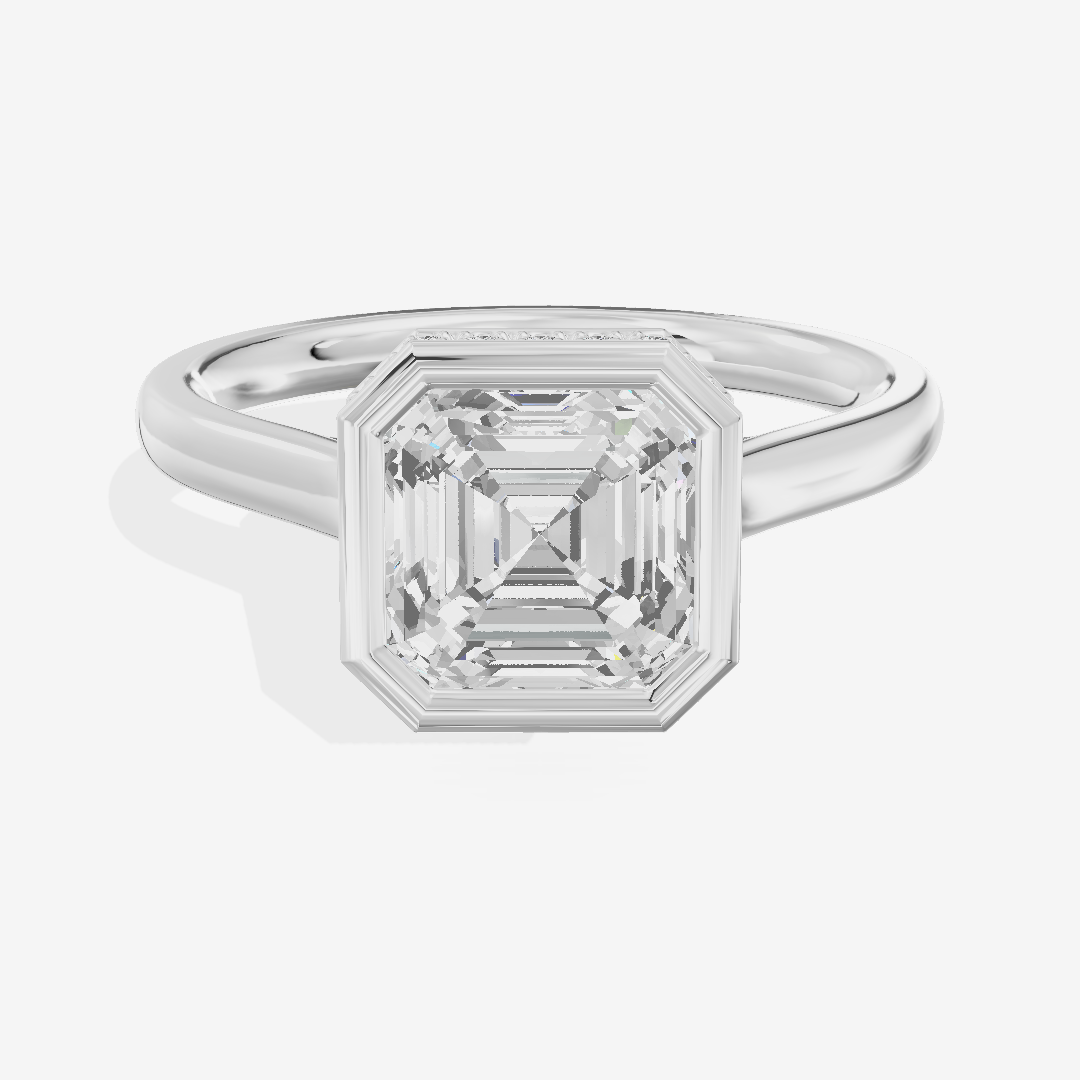 Sincere Hidden Halo Asscher Engagement Ring (1/6 ct. tw.) in 14K White Gold