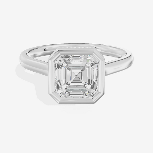 Sincere Hidden Halo Asscher Engagement Ring (1/6 ct. tw.) in 14K White Gold