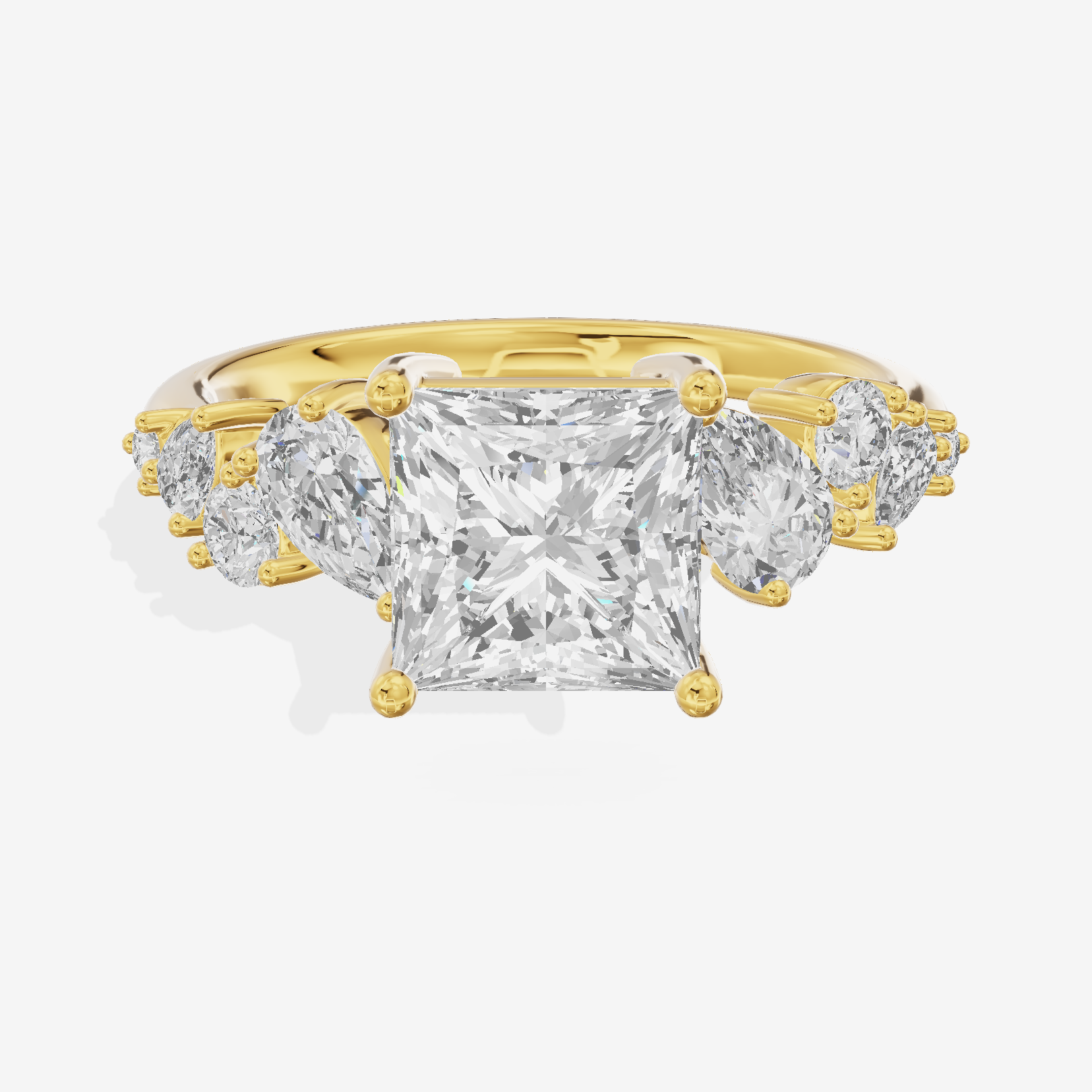 Selenia Cathedral 1.5mm Princess Solitaire Engagement Ring in 14K Yellow Gold