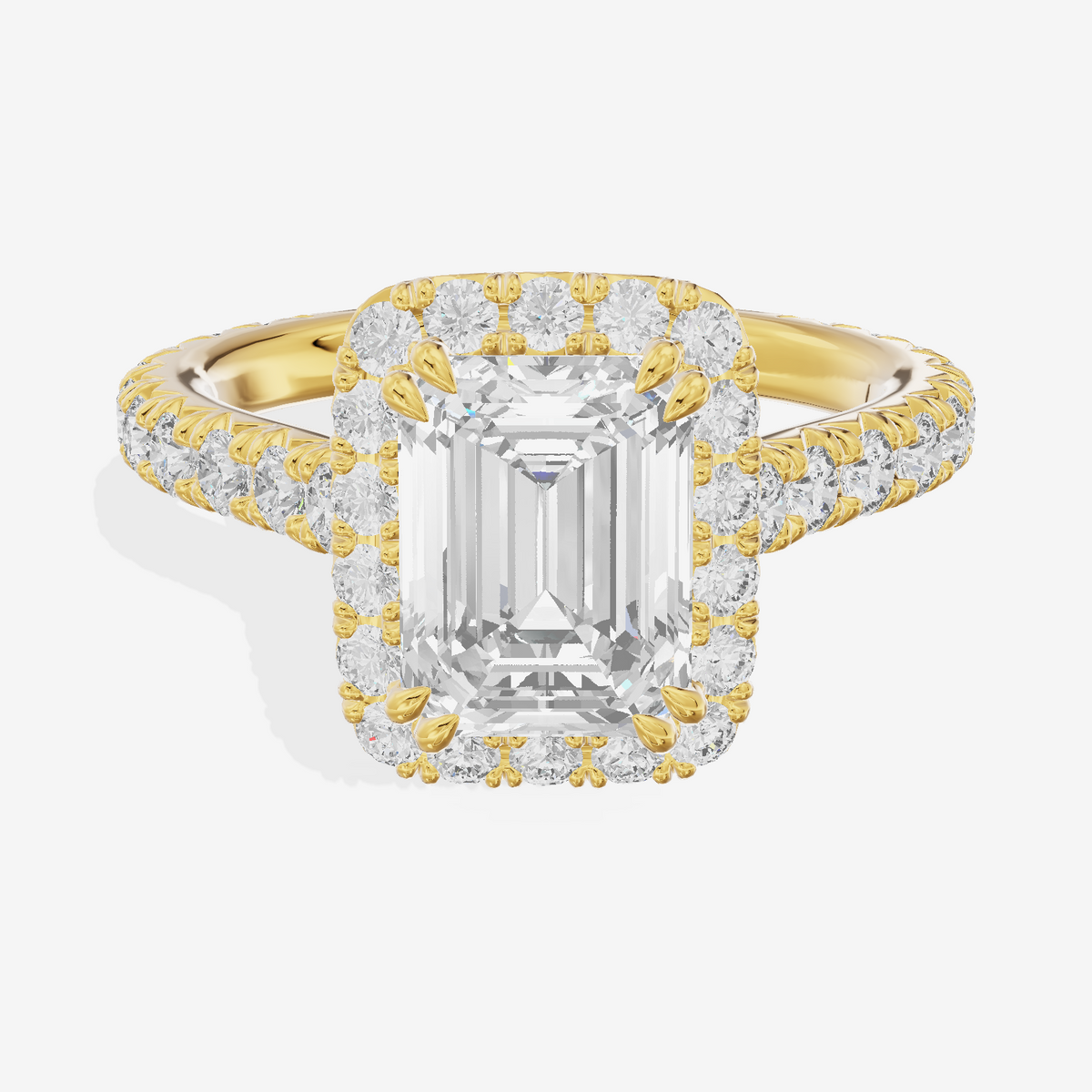 One of One Halo Emerald Engagement Ring (3/4 ct. tw.) in 18K Yellow Gold