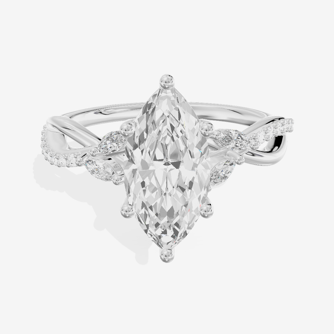 Petite Twine Marquise Twisted Engagement Ring (1/5 ct. tw.) in 14K White Gold