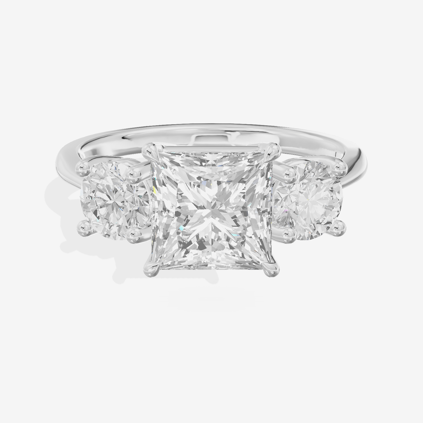 Luxe Trueheart Three Stone Princess Engagement Ring (2/3 ct. tw.) in Platinum