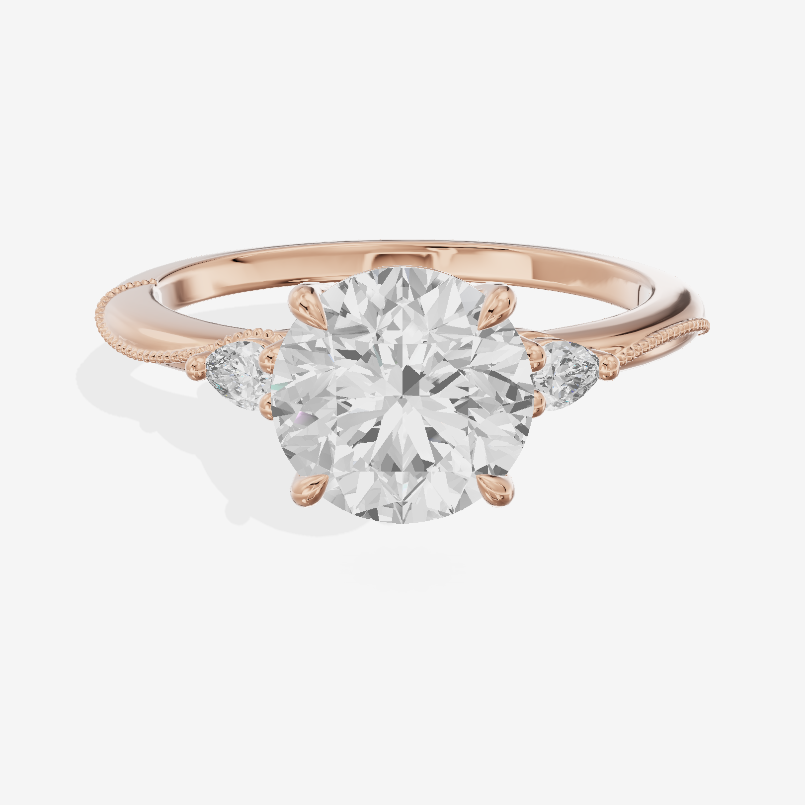Luxe Triade Round Three Stone Engagement Ring (1/2 ct. tw.) in 18K Rose Gold