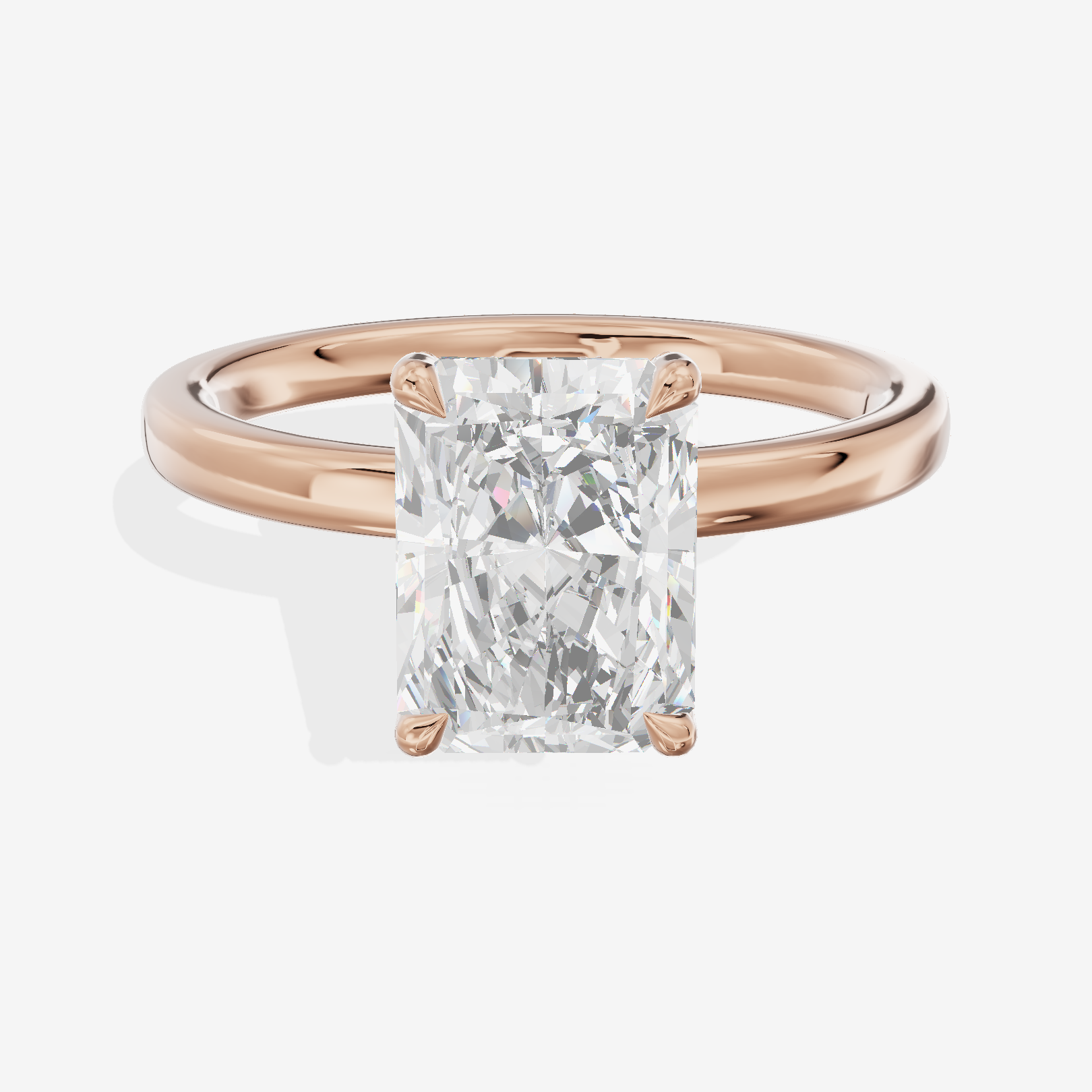 Whispered Halcyon Radiant Engagement Ring with Side Stones (1/6 ct. tw.) in 14K Rose Gold