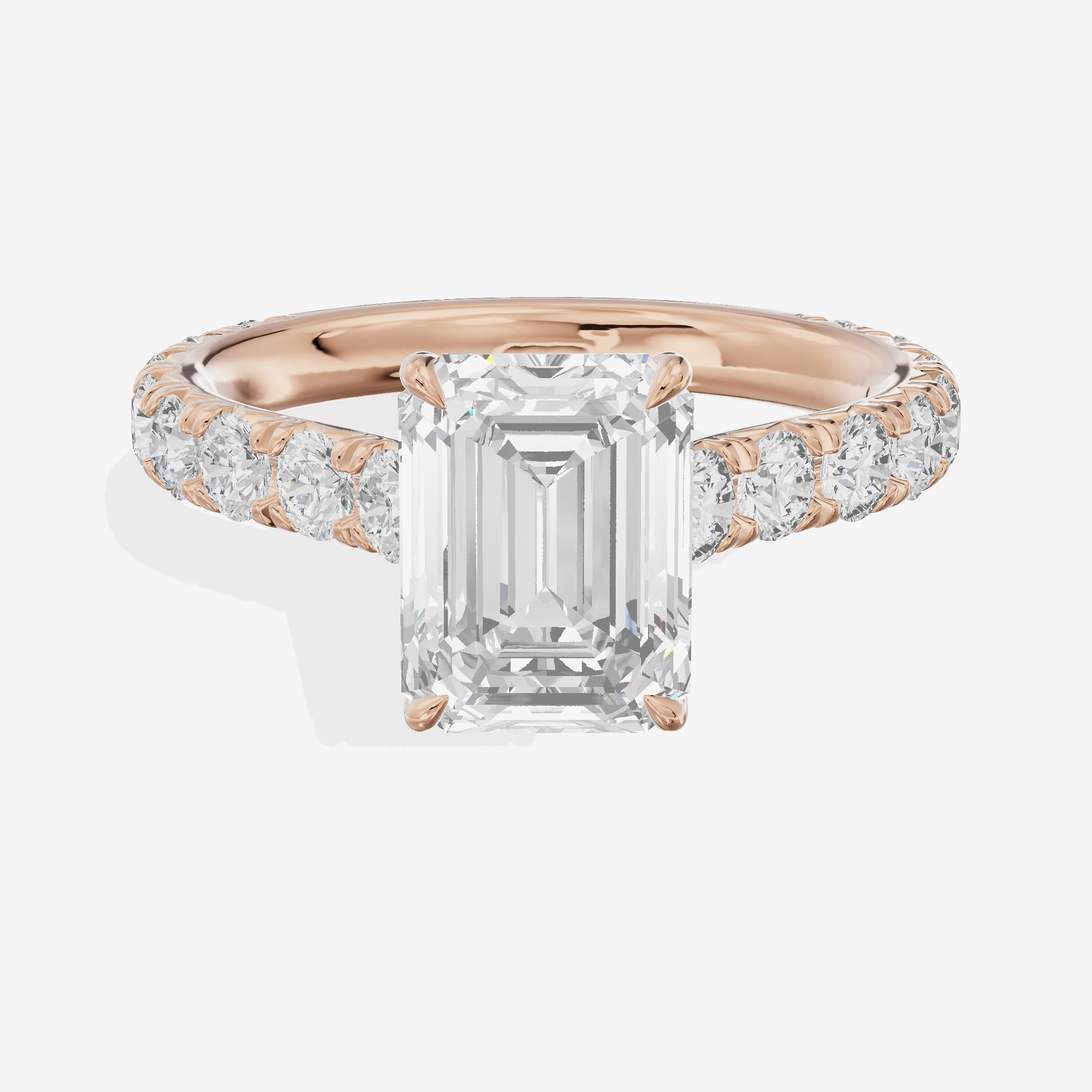 Twine Emerald Engagement Ring with Side Stones (7/8 ct. tw.) in 14K Rose Gold