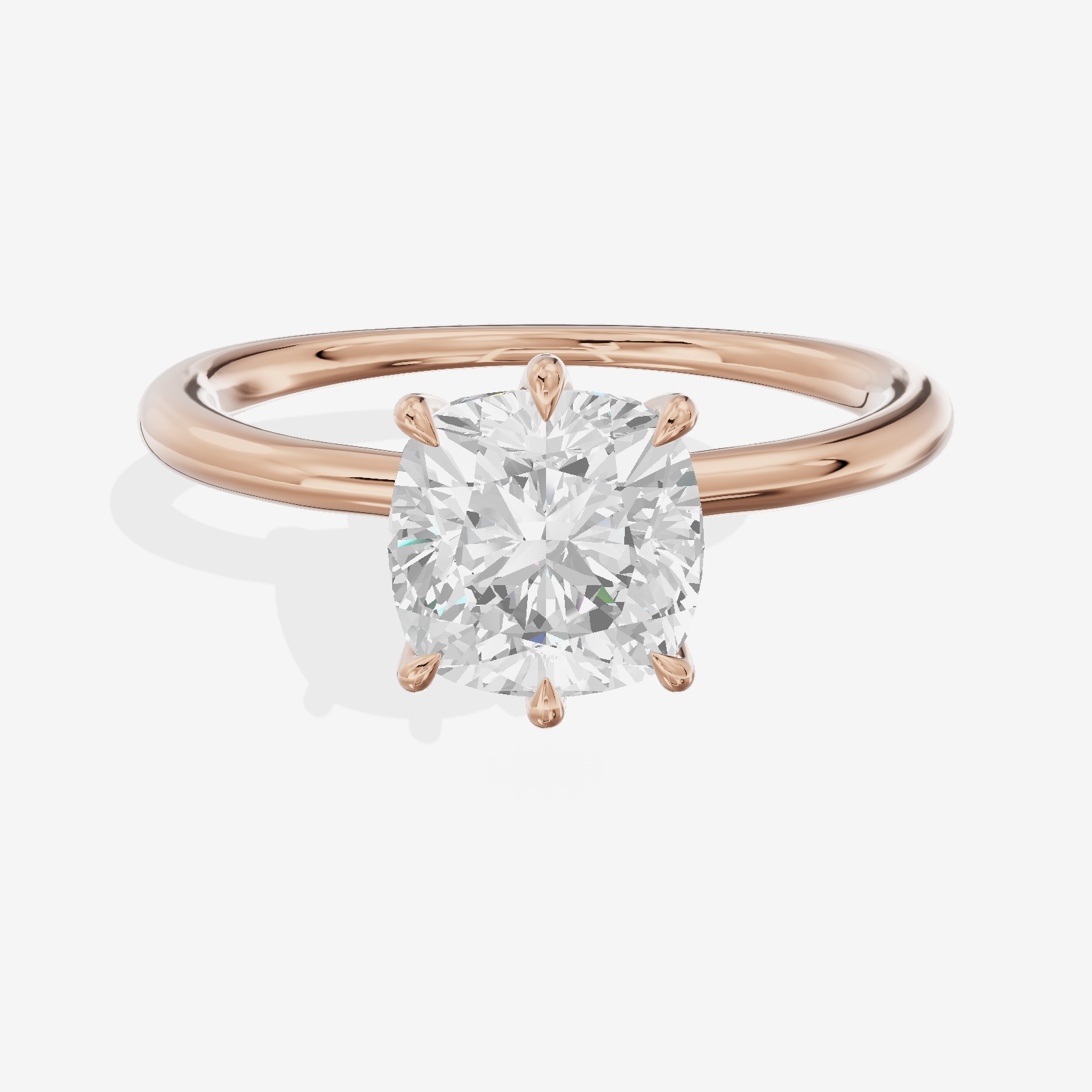 Modern Aimora 2.3mm Cushion Six-Prong Engagement Ring in 18K Rose Gold
