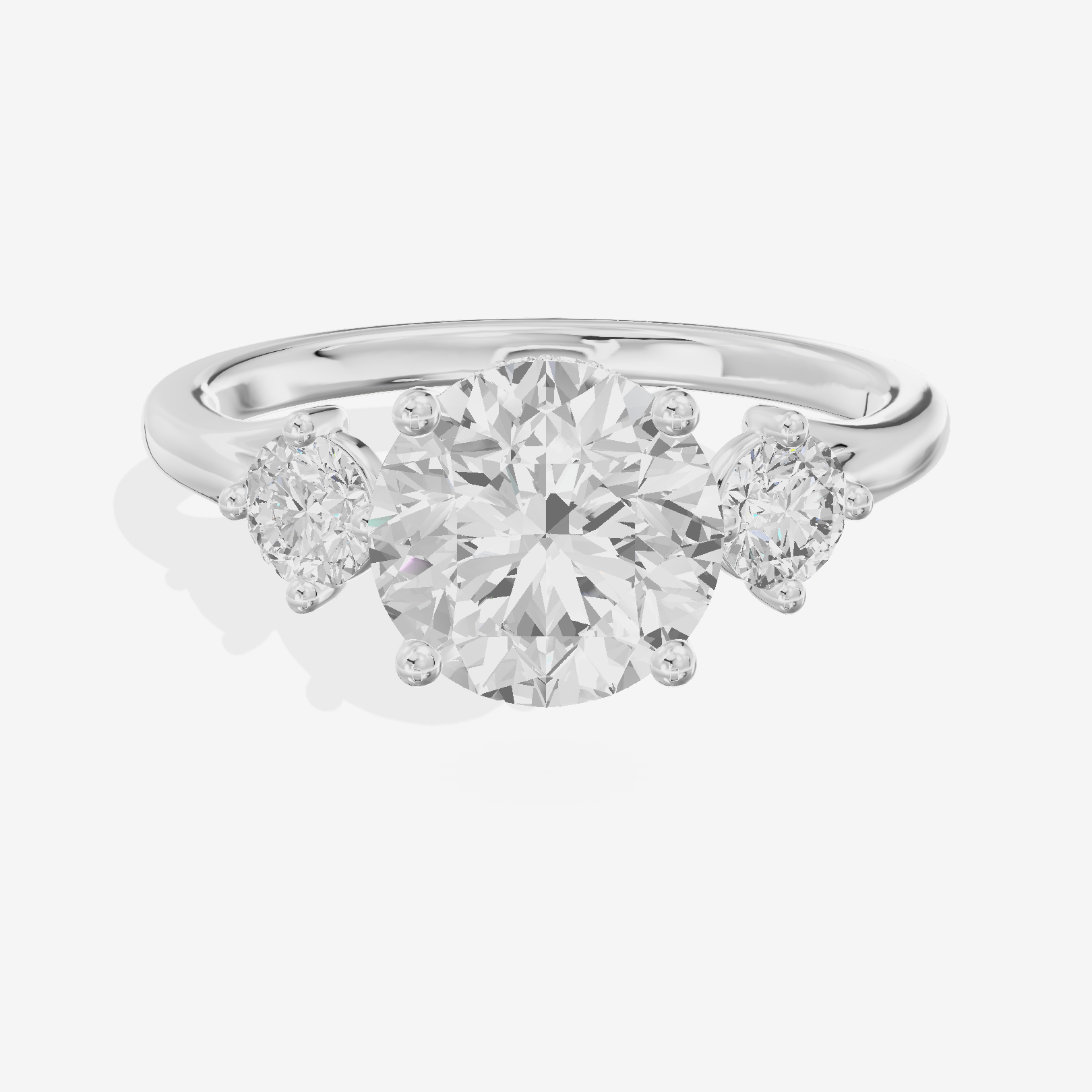 Luxe Solea Three Stone Round Engagement Ring (1/3 ct. tw.) in 18K White Gold