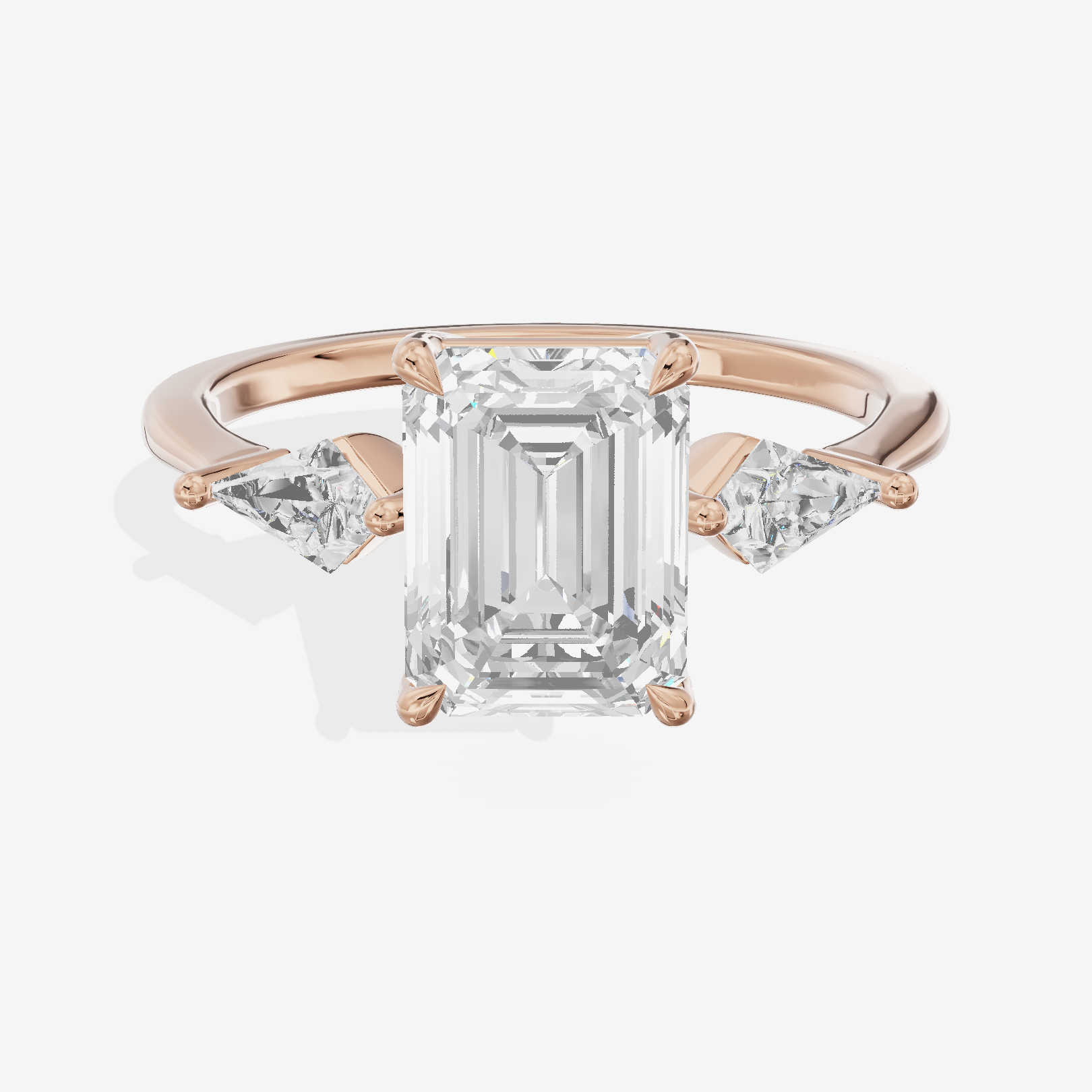 Luxe Maia Three Stone Emerald Engagement Ring (1/3 ct. tw.) in 18K Rose Gold