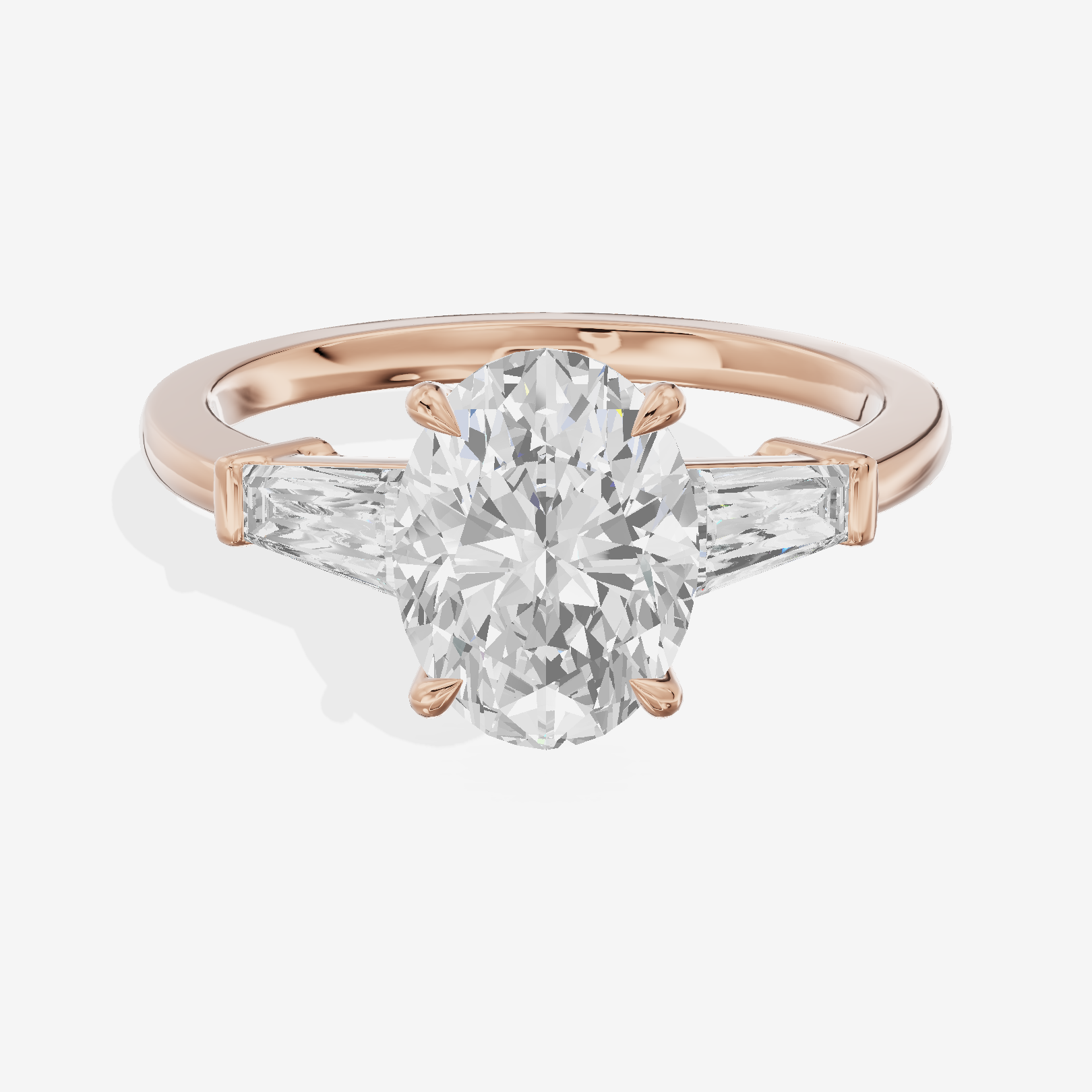 Vintage Coeurine Three Stone Oval Engagement Ring (1/2 ct. tw.) in 18K Rose Gold