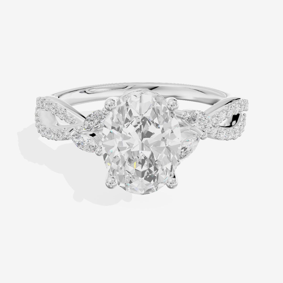 Luxe Domeline 1.5mm Oval Solitaire Engagement Ring (1/8 ct. tw.) in Platinum