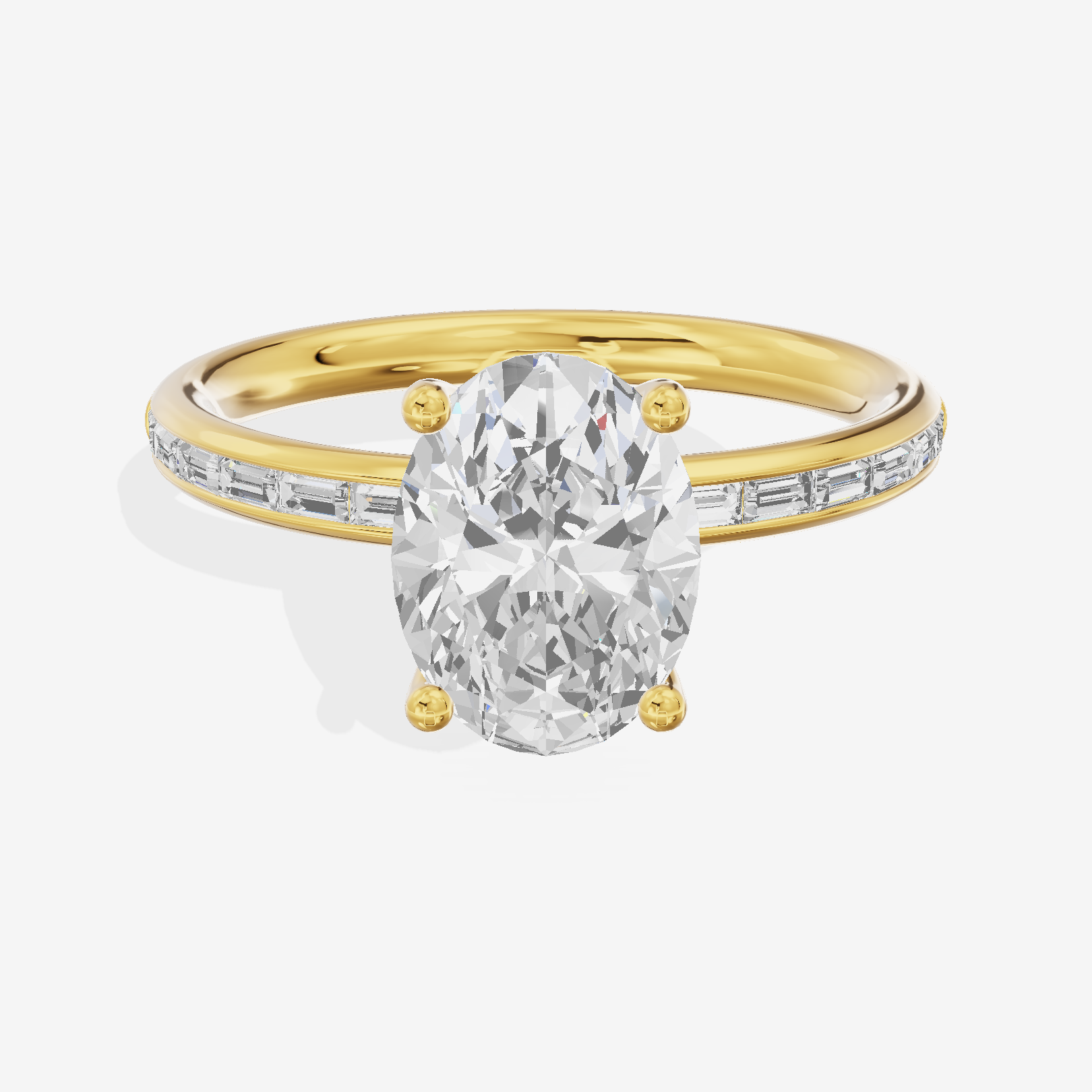 Tender Sincere Oval Engagement Ring with Side Stones (1/6 ct. tw.) in 18K Yellow Gold