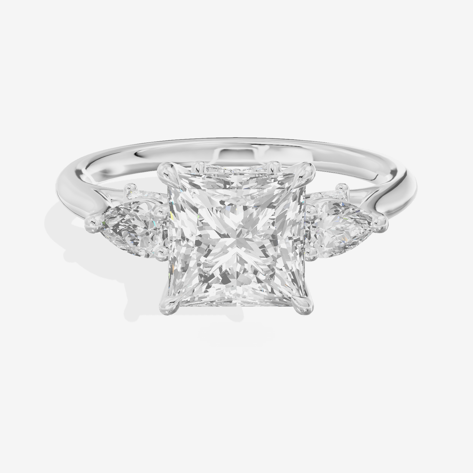 Classic Vowsae Three Stone Princess Engagement Ring (3/5 ct. tw.) in 18K White Gold