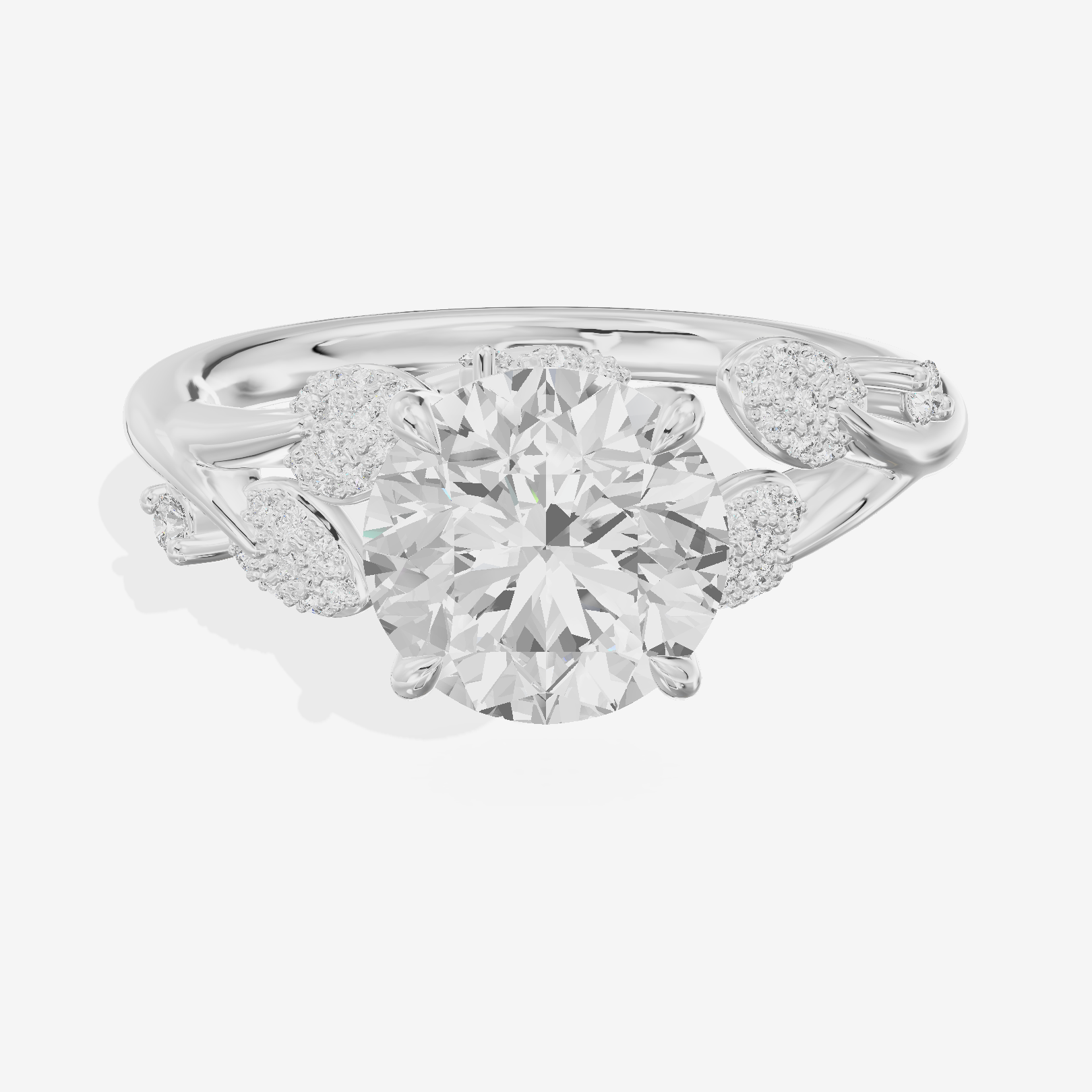 Grand Linger Round Engagement Ring with Side Stones (1/10 ct. tw.) in Platinum