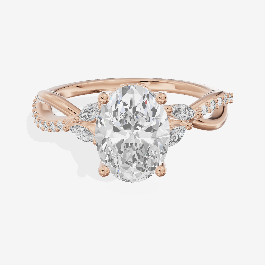 Petite Twine Oval Twisted Engagement Ring (1/5 ct. tw.) in 14K Rose Gold