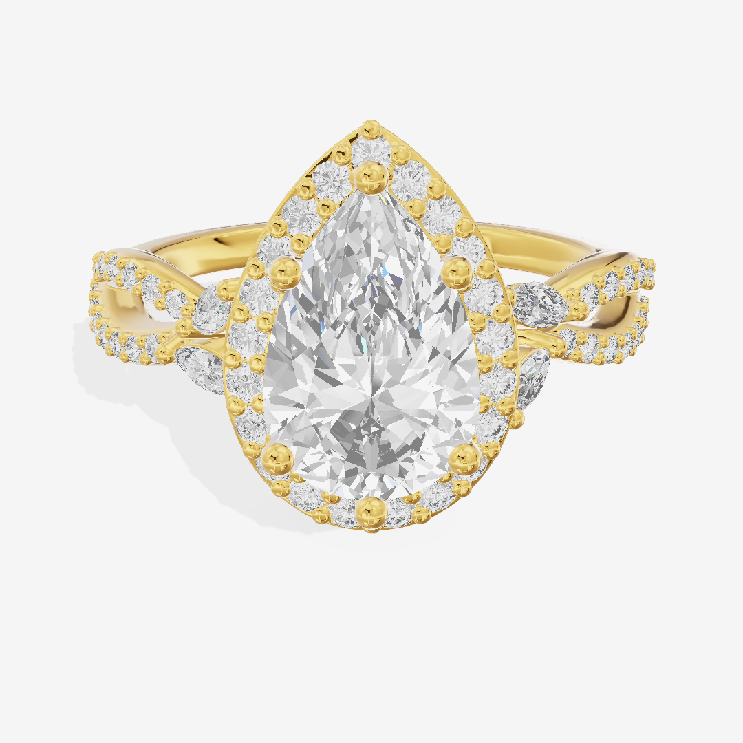 Luxe Reverya Pear Hidden Halo Engagement Ring (2/5 ct. tw.) in 14K Yellow Gold