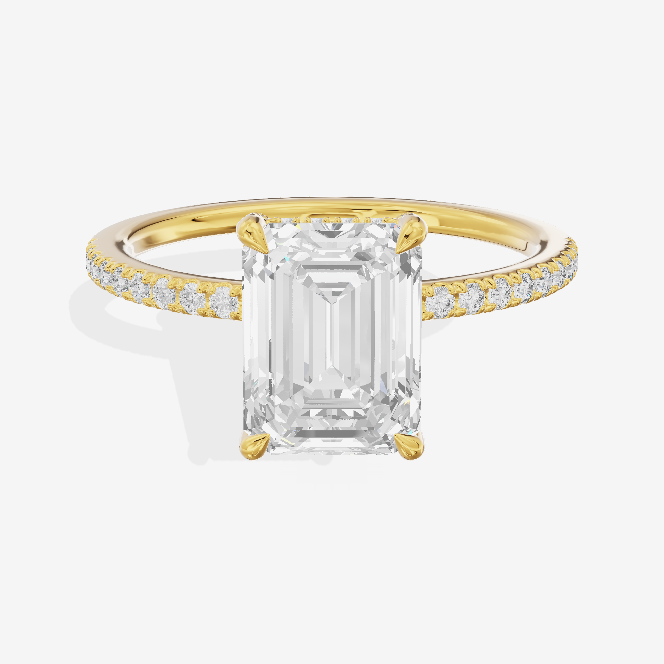 Bowed Sincere Emerald Engagement Ring with Side Stones (1/4 ct. tw.) in 18K Yellow Gold