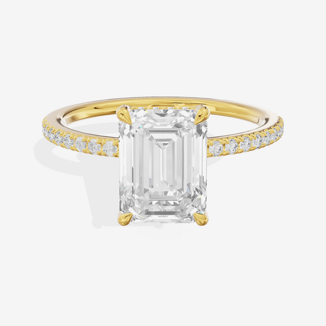 Bowed Sincere Emerald Engagement Ring with Side Stones (1/4 ct. tw.) in 18K Yellow Gold