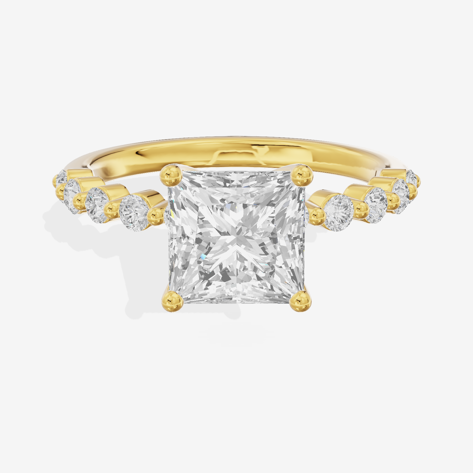 Lustrous Aimora 3mm Princess Solitaire Engagement Ring in 18K Yellow Gold