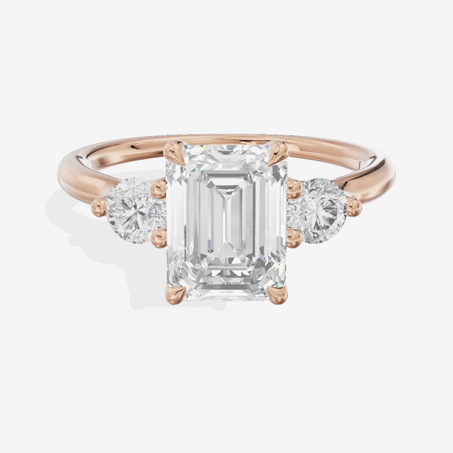 Eternal Vowsae Three Stone Emerald Engagement Ring (1/3 ct. tw.) in 14K Rose Gold