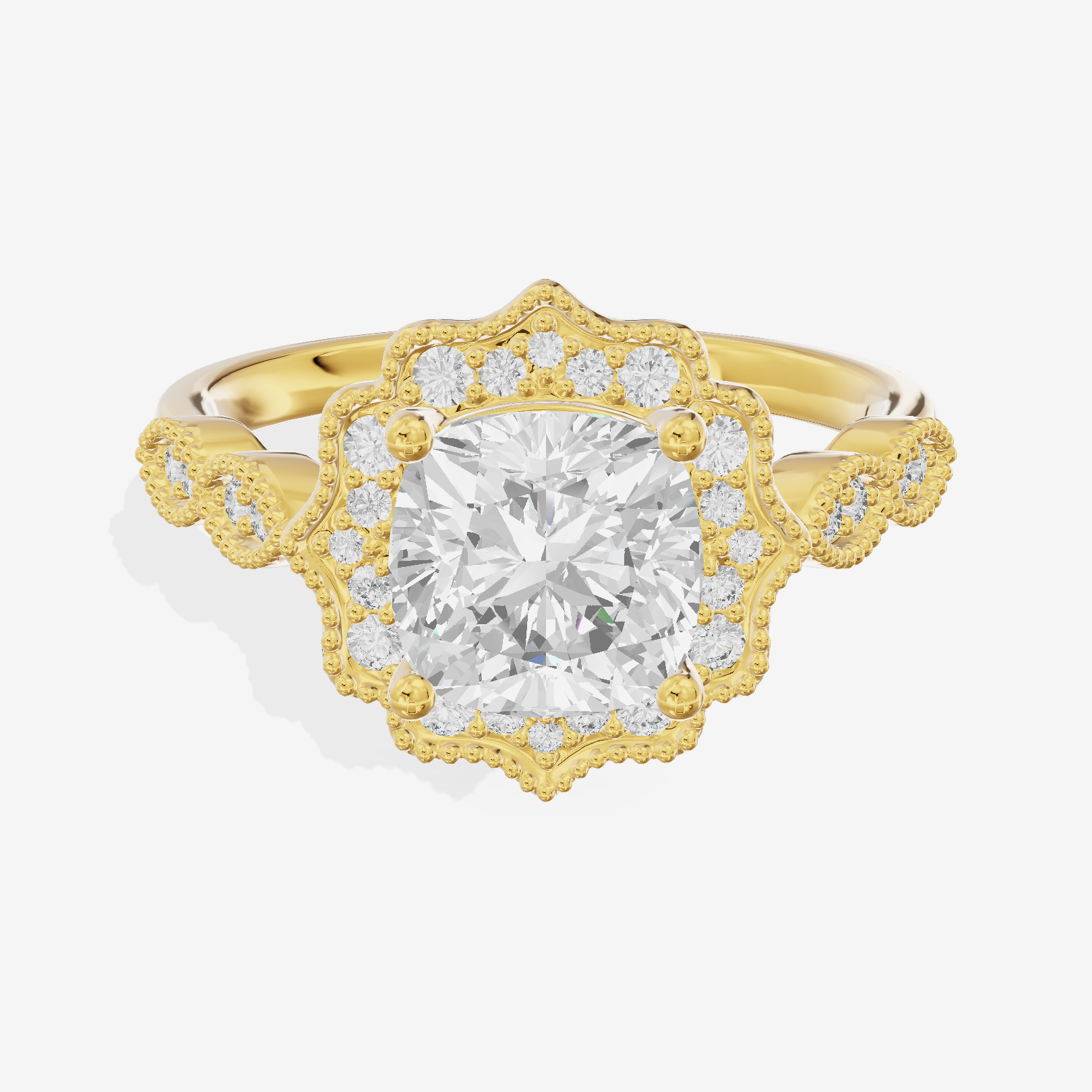 Luxe Liviana Cushion Halo Engagement Ring (2/3 ct. tw.) in 14K Yellow Gold