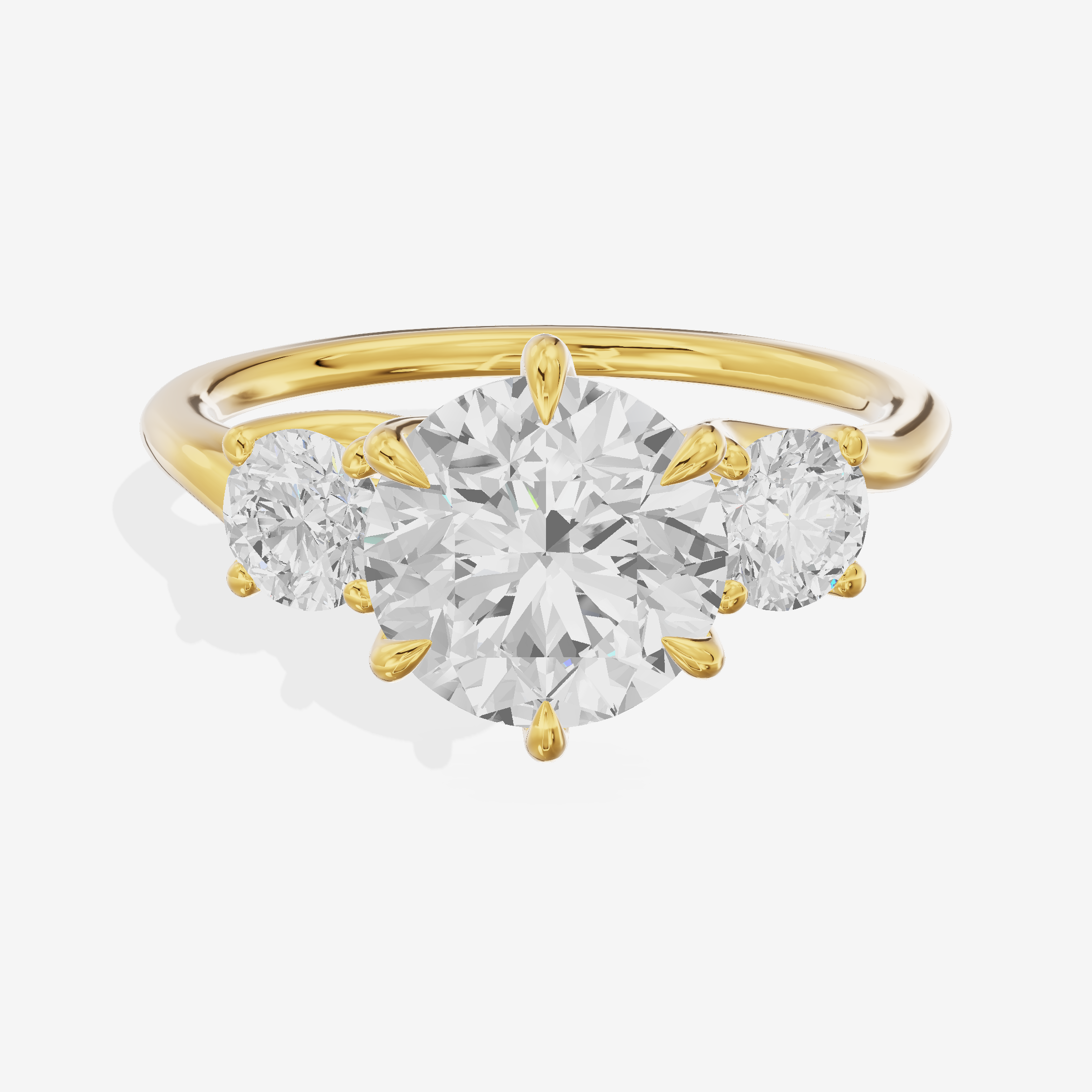 Luxe Vowsae Three Stone Round Engagement Ring (1/2 ct. tw.) in 14K Yellow Gold