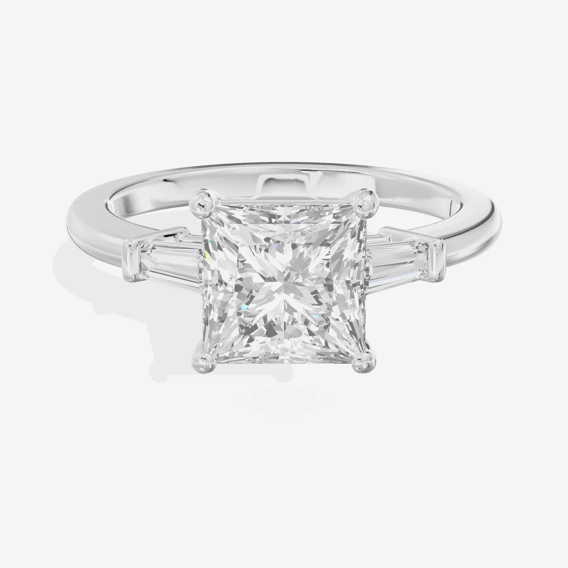 Luxe Halcyon Three Stone Princess Engagement Ring (3/4 ct. tw.) in 14K White Gold
