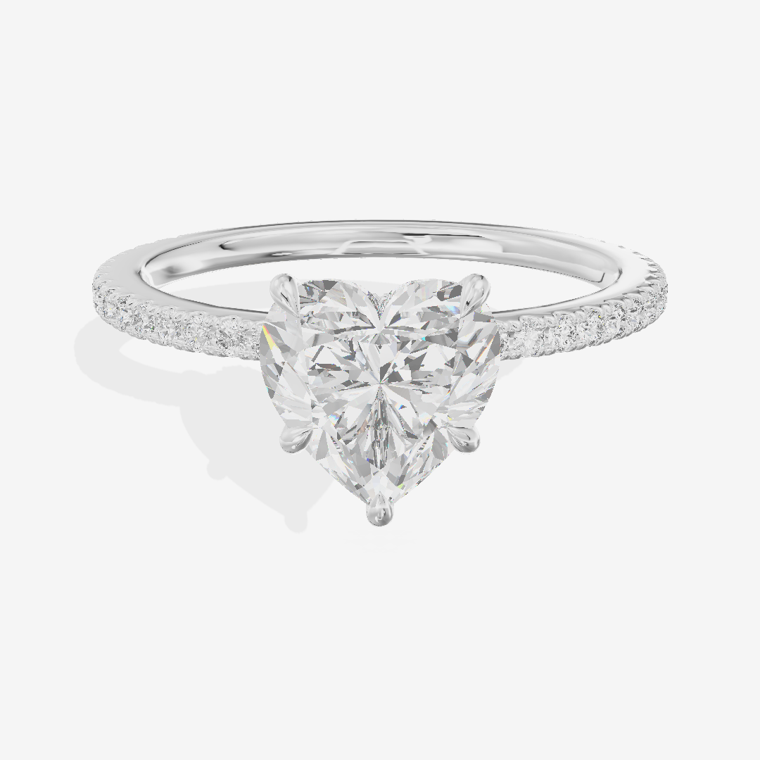 Petite Cherubine Heart Engagement Ring with Side Stones (1/3 ct. tw.) in 18K White Gold