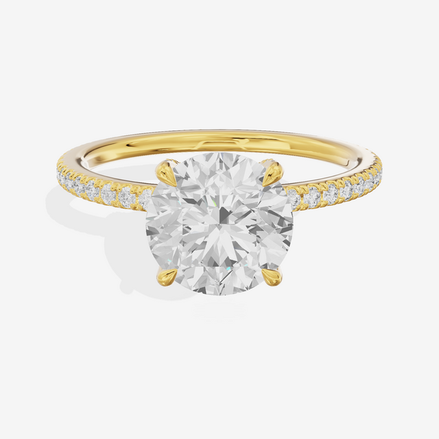 Lustrous Sincere Round Engagement Ring with Side Stones (1/3 ct. tw.) in 18K Yellow Gold