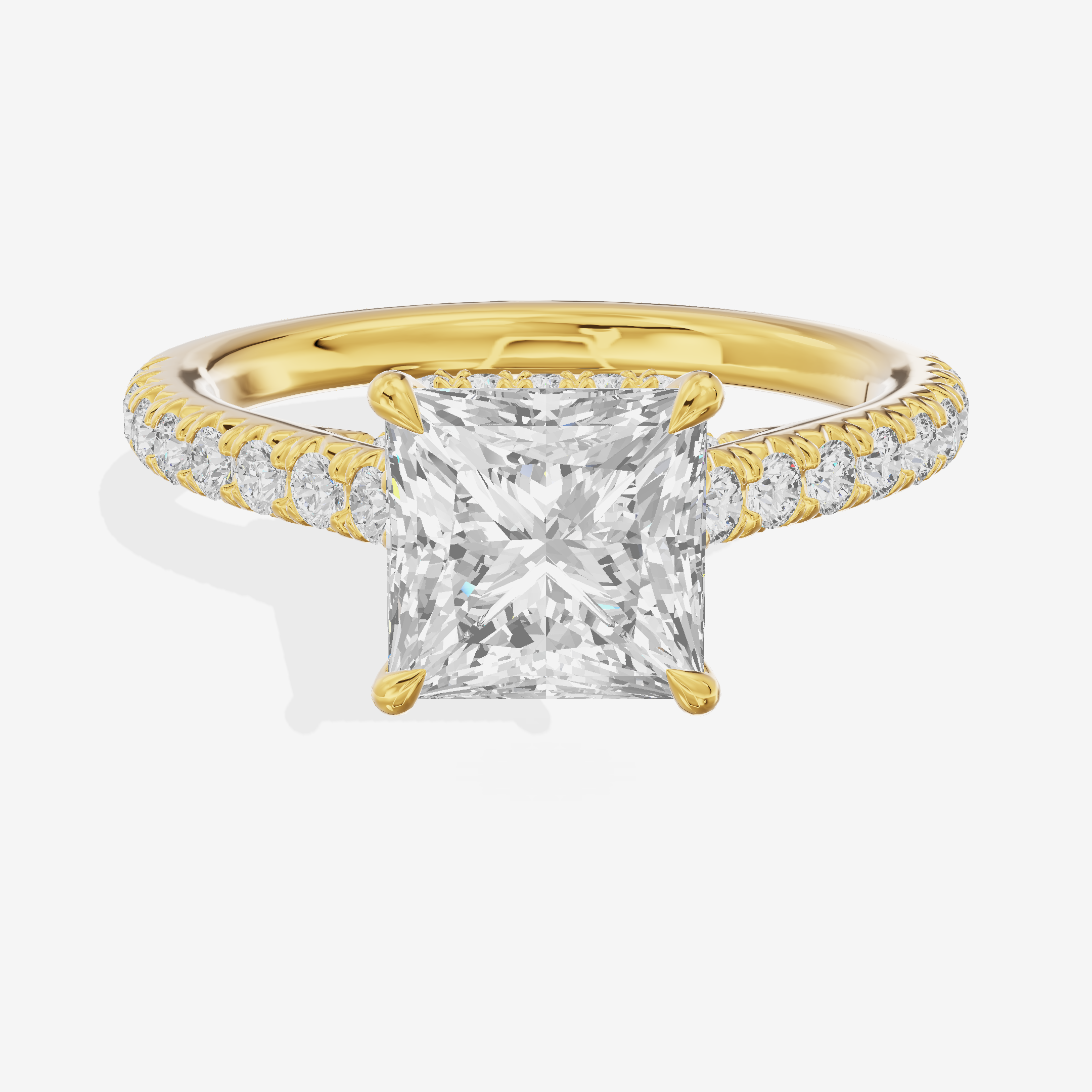 Modern Linger Princess Engagement Ring with Side Stones (3/4 ct. tw.) in 14K Yellow Gold