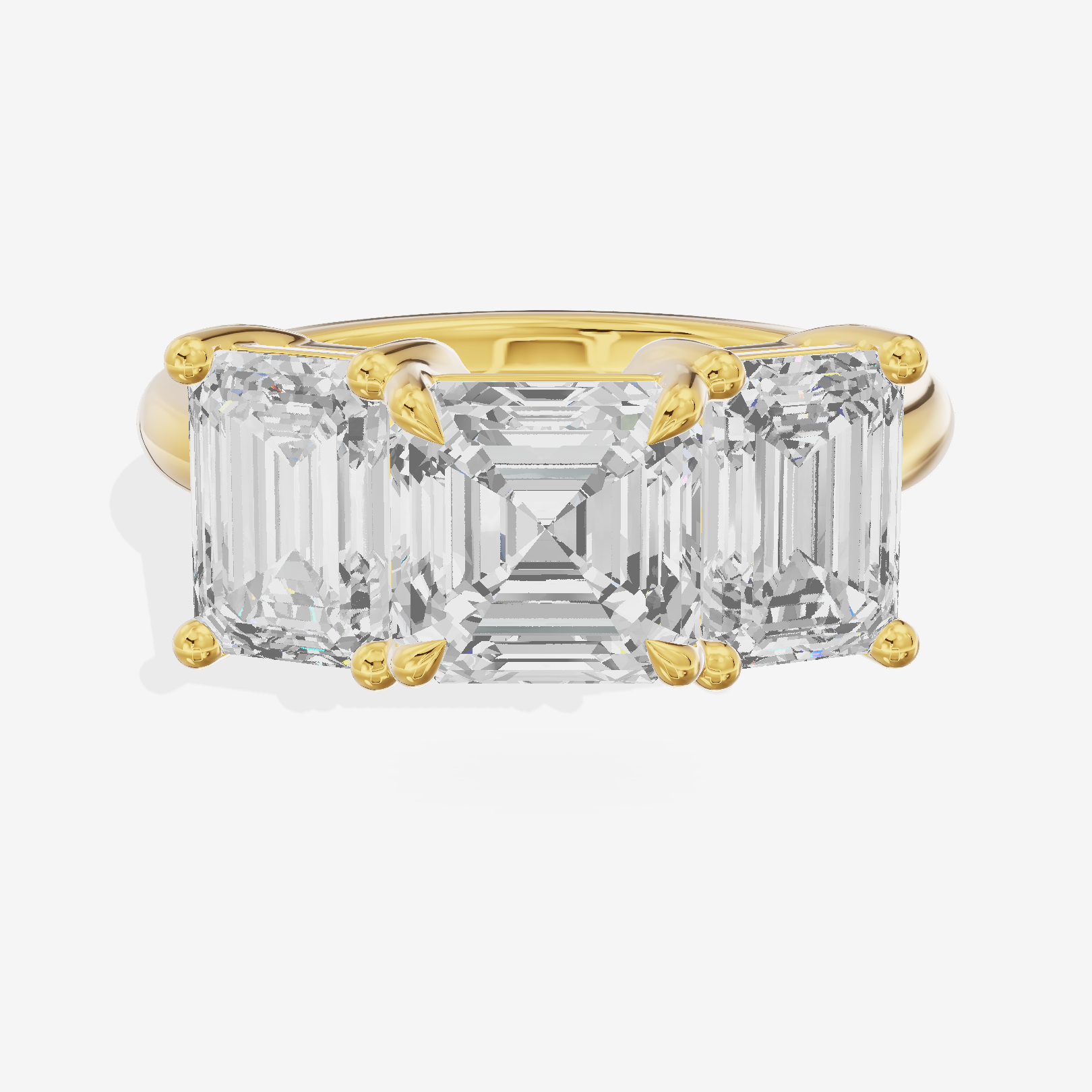 Luxe Whisper Three Stone Asscher Engagement Ring (3/4 ct. tw.) in 18K Yellow Gold