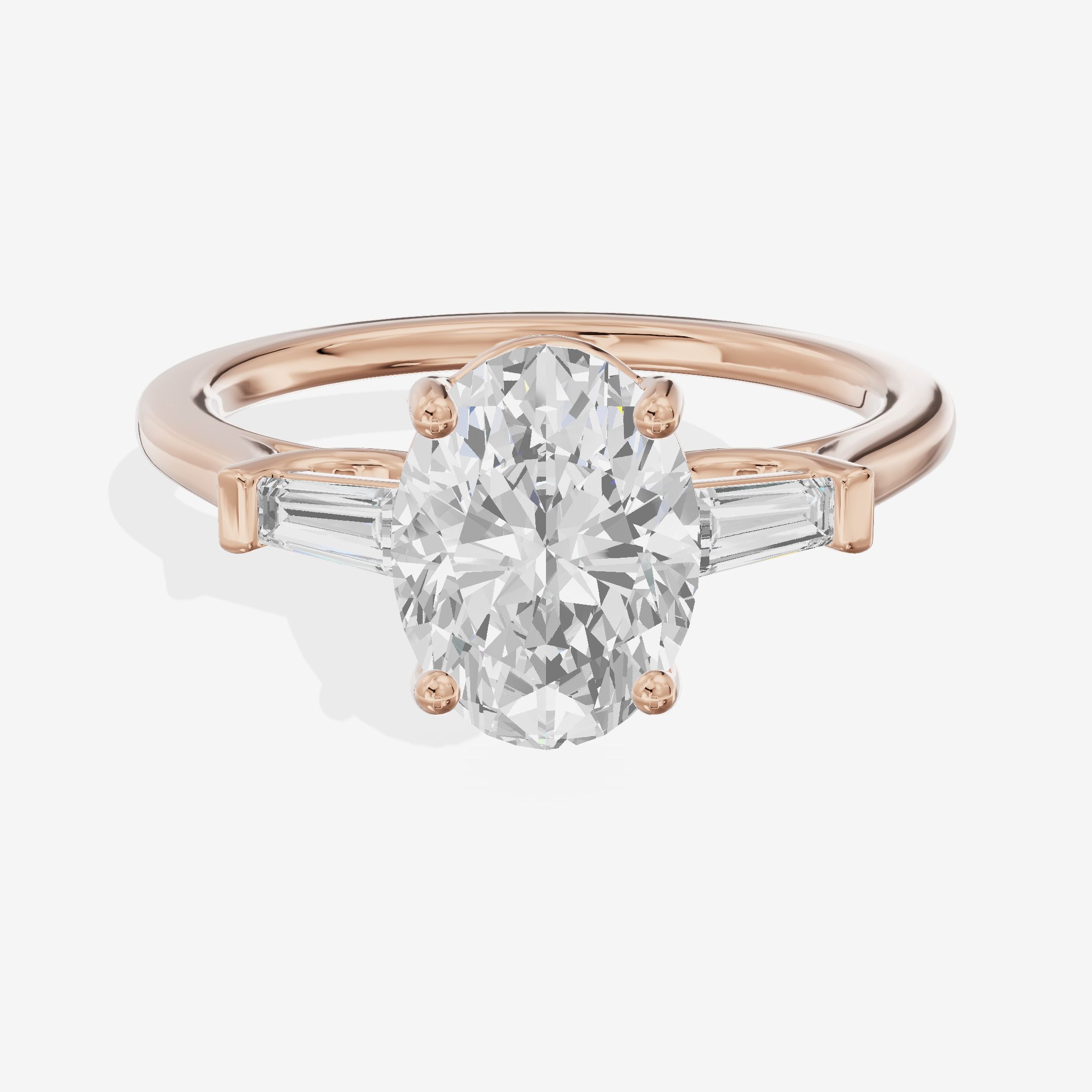 Petite Halcyon Oval Engagement Ring with Side Stones (1/6 ct. tw.) in 14K Rose Gold