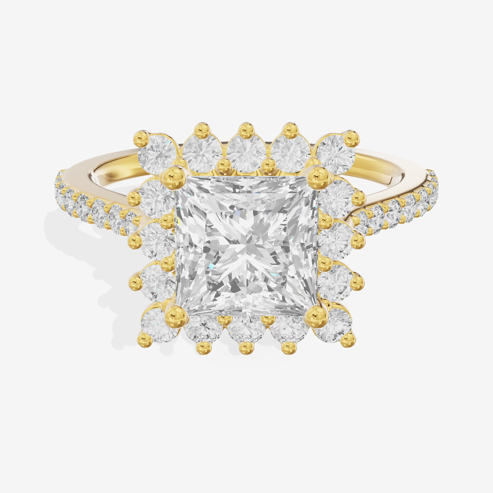 Luxe Linger Princess Halo Engagement Ring (1/2 ct. tw.) in 14K Yellow Gold