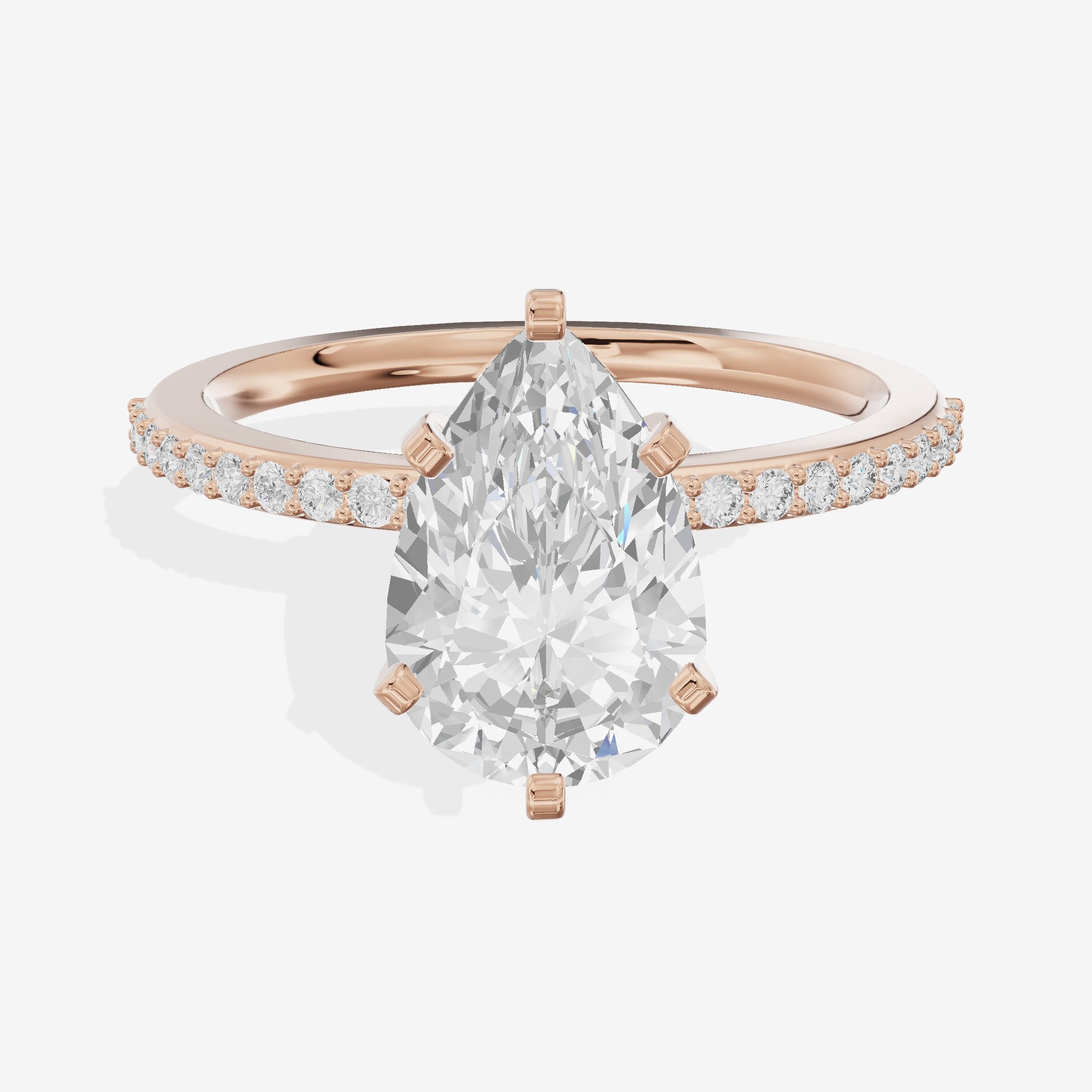 Solea Cathedral 2mm Pear Engagement Ring with Side Stones (1/2 ct. tw.) in 18K Rose Gold