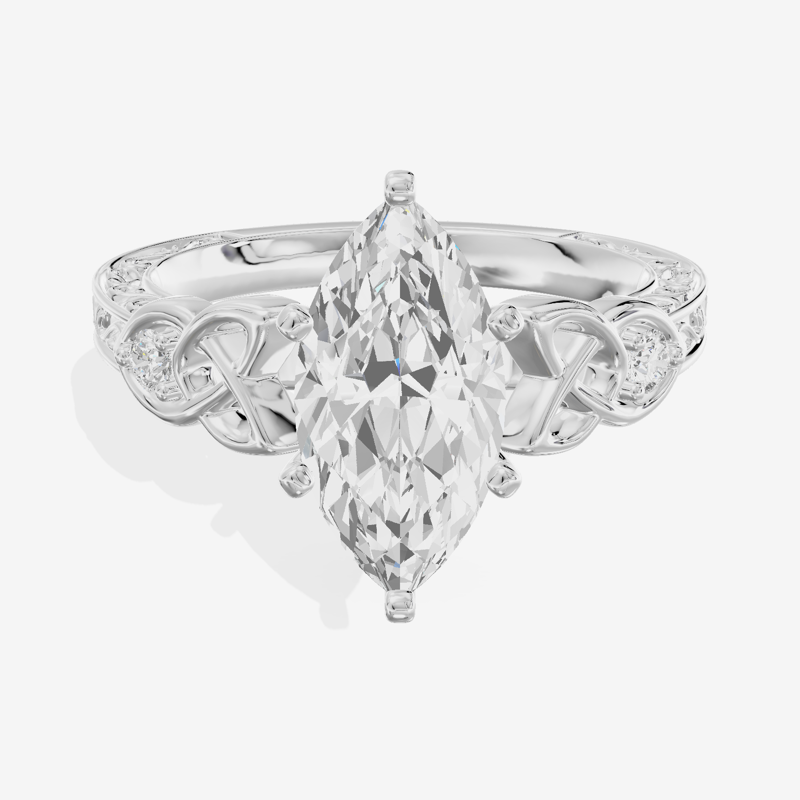 Tender Heartline Marquise Engagement Ring with Side Stones (1/10 ct. tw.) in Platinum