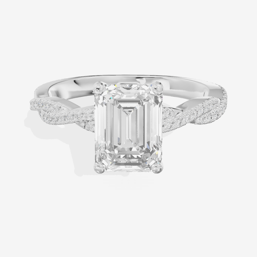 Petite Lightwoven Emerald Pavé Engagement Ring (1/4 ct. tw.) in Platinum