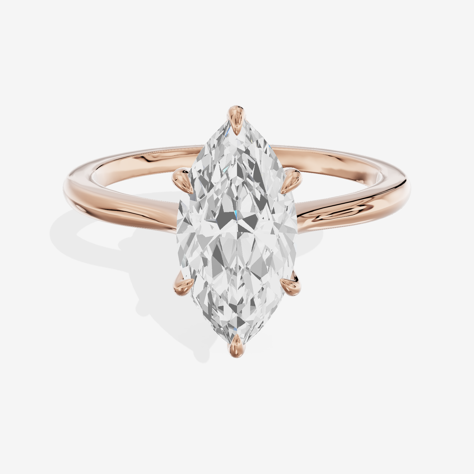 Bowed Adorae 1.5mm Marquise Solitaire Engagement Ring in 14K Rose Gold