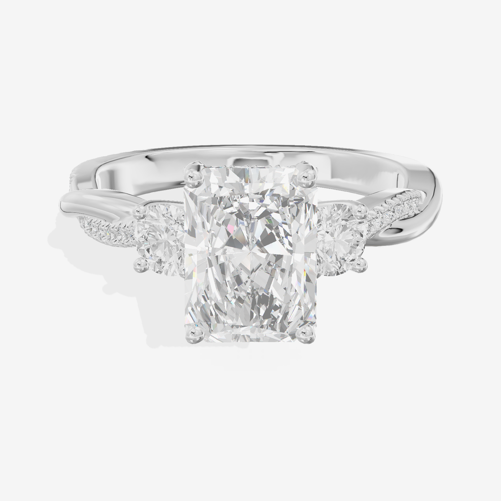 Petite Twine Three Stone Radiant Engagement Ring (1/2 ct. tw.) in 14K White Gold