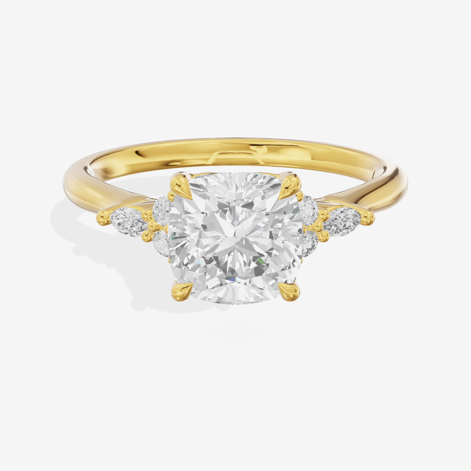Grand Whisper Cushion Engagement Ring with Side Stones (1/6 ct. tw.) in 18K Yellow Gold