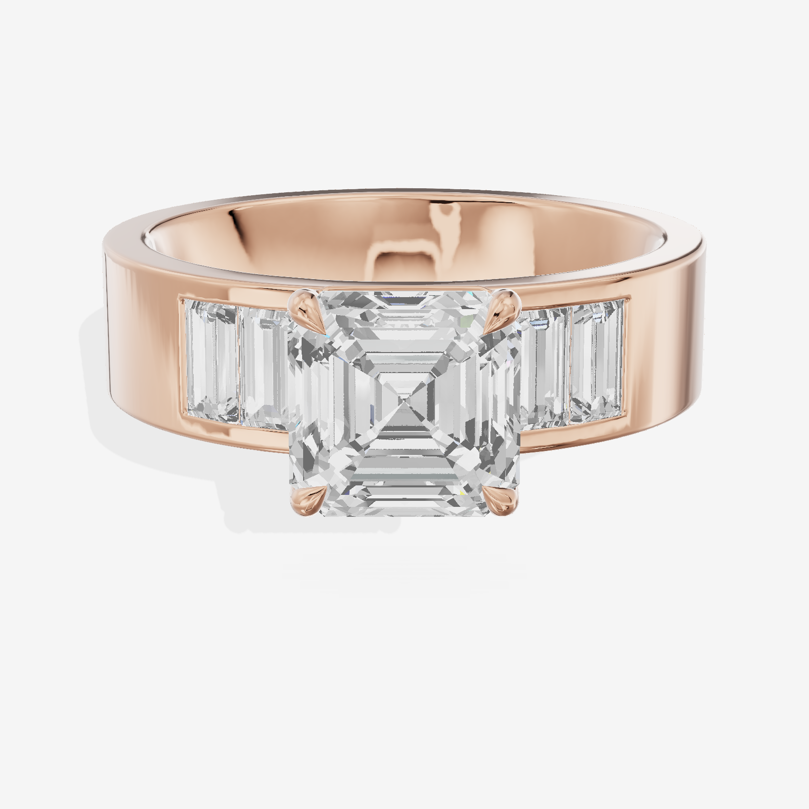 Grand Sincere Asscher Engagement Ring with Side Stones (3/5 ct. tw.) in 18K Rose Gold